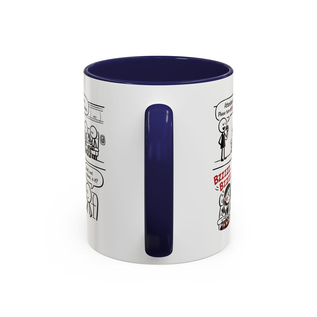 Coffee Mug — Funny Airplane Cellphone Comic Accent Mug (11/15 oz)