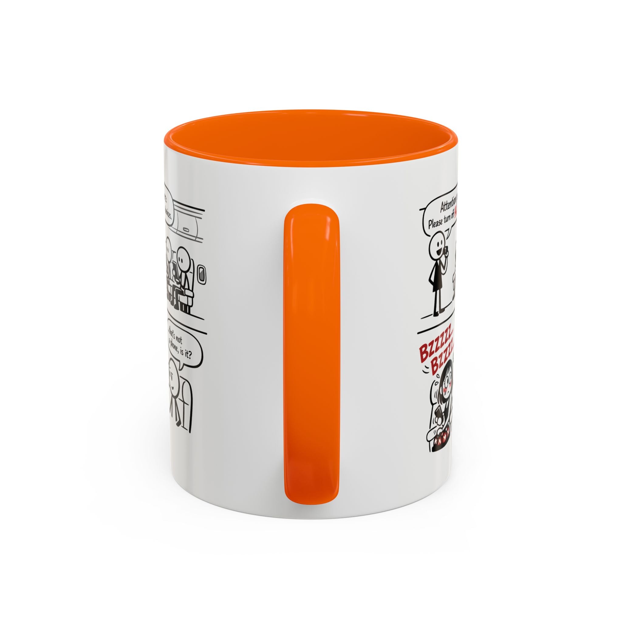 Coffee Mug — Funny Airplane Cellphone Comic Accent Mug (11/15 oz)