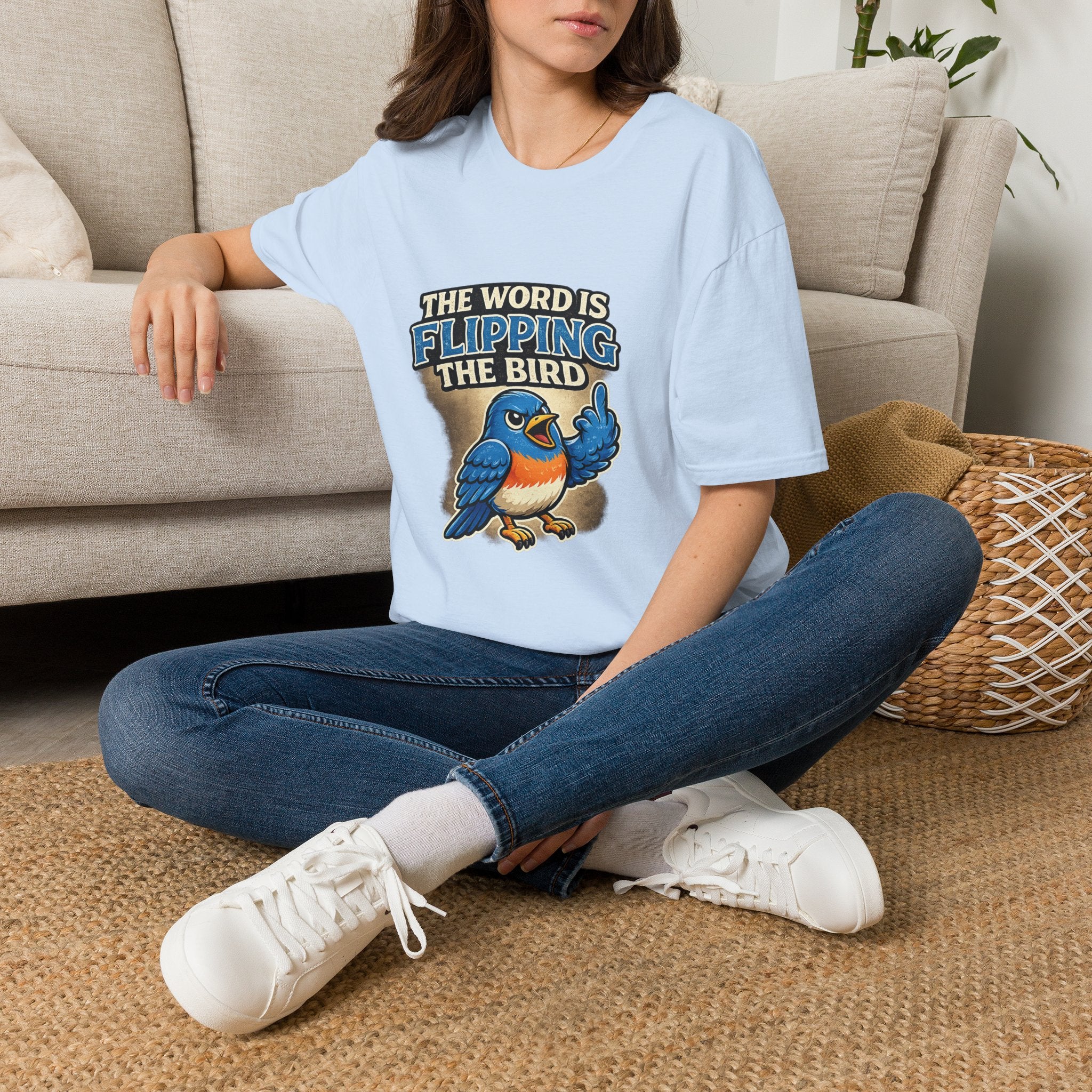 Flipping The Bird T-Shirt — Funny Retro Blue Bird Graphic Tee