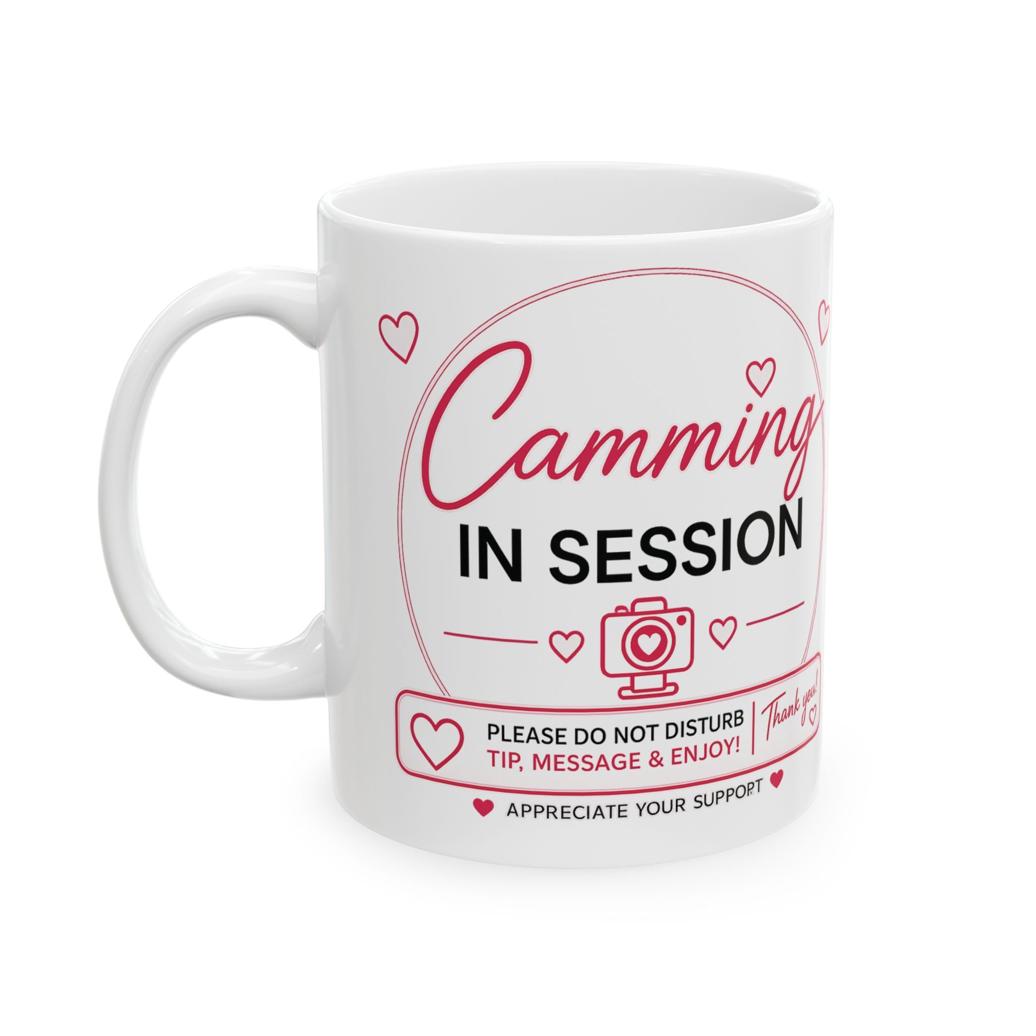 Ceramic Mug - Camming Cute Pink Heart Coffee Cup (11oz/15oz)