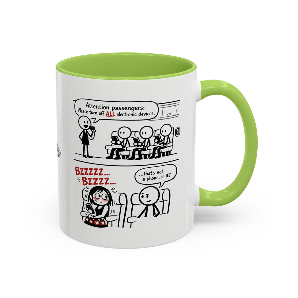 Coffee Mug — Funny Airplane Cellphone Comic Accent Mug (11/15 oz)