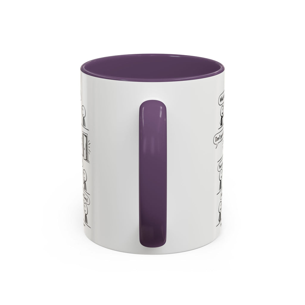 Coffee Mug — Funny Stick Figure Comic "Bad Kitty" Accent Ceramic Mug (11/15oz)