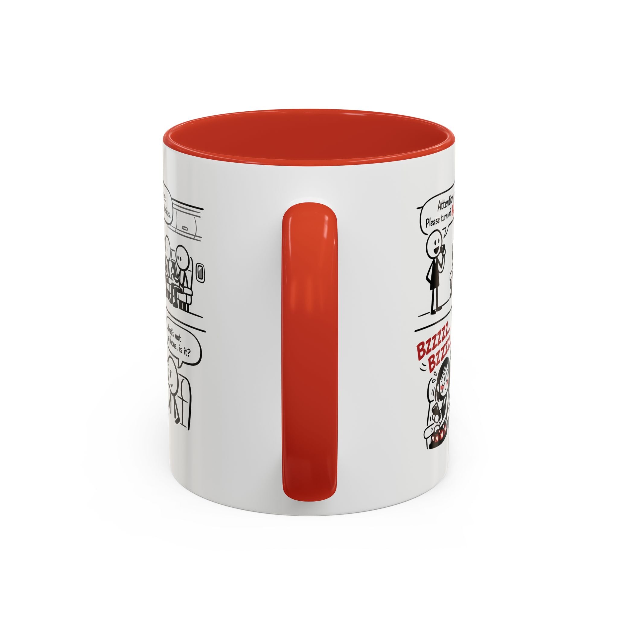 Coffee Mug — Funny Airplane Cellphone Comic Accent Mug (11/15 oz)