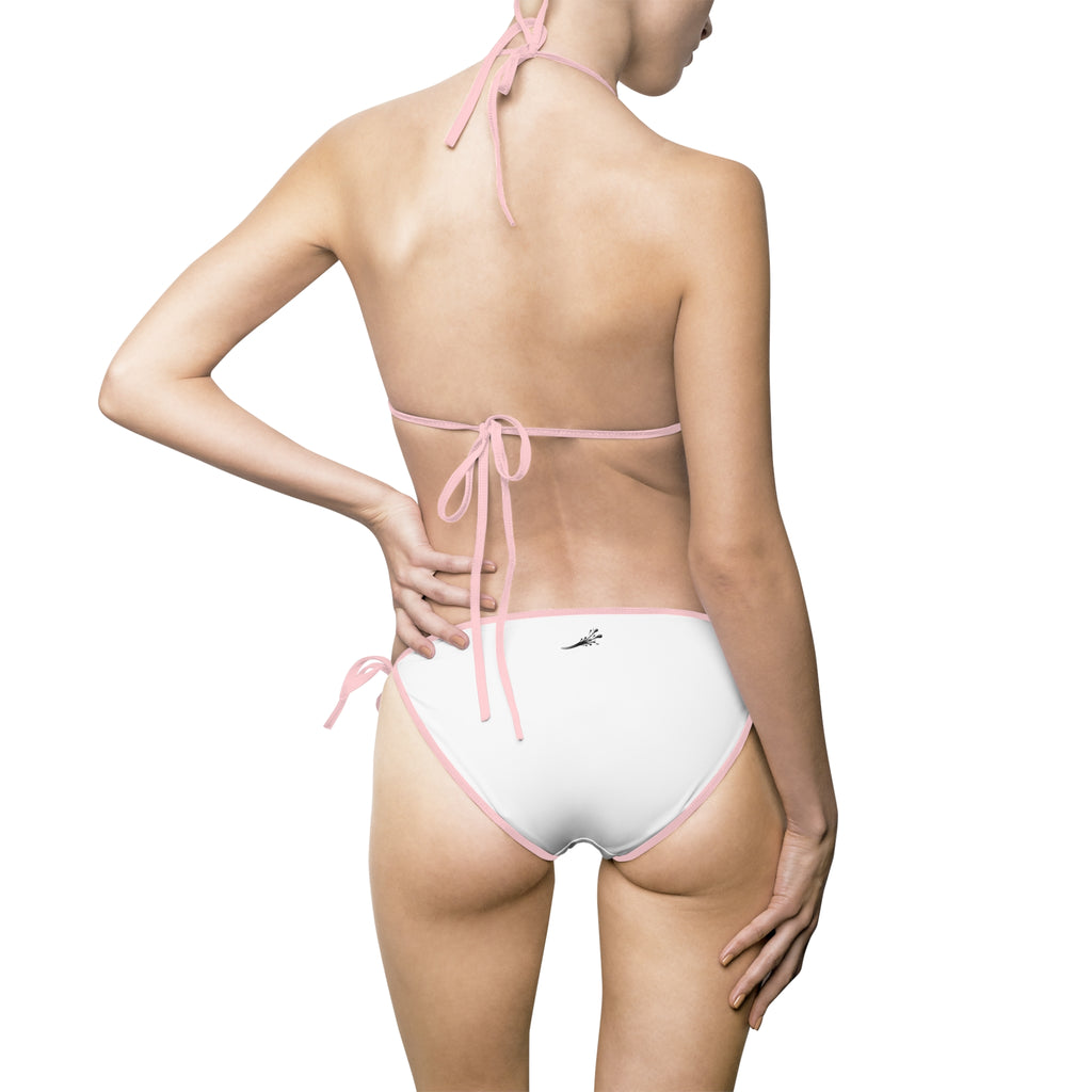 White Minimalist Triangle Bikini — Women's Tie-Side Swimsuit