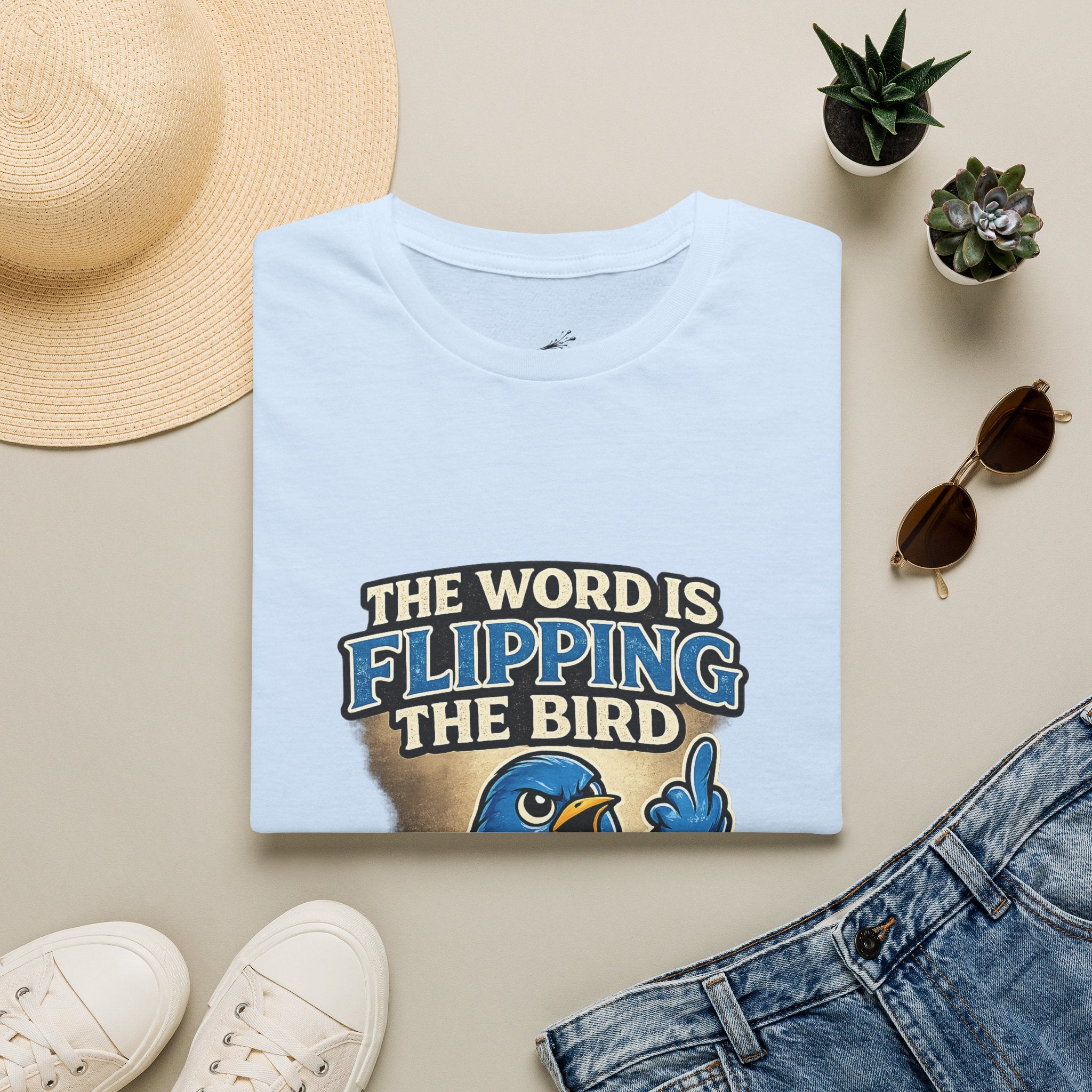 Flipping The Bird T-Shirt — Funny Retro Blue Bird Graphic Tee