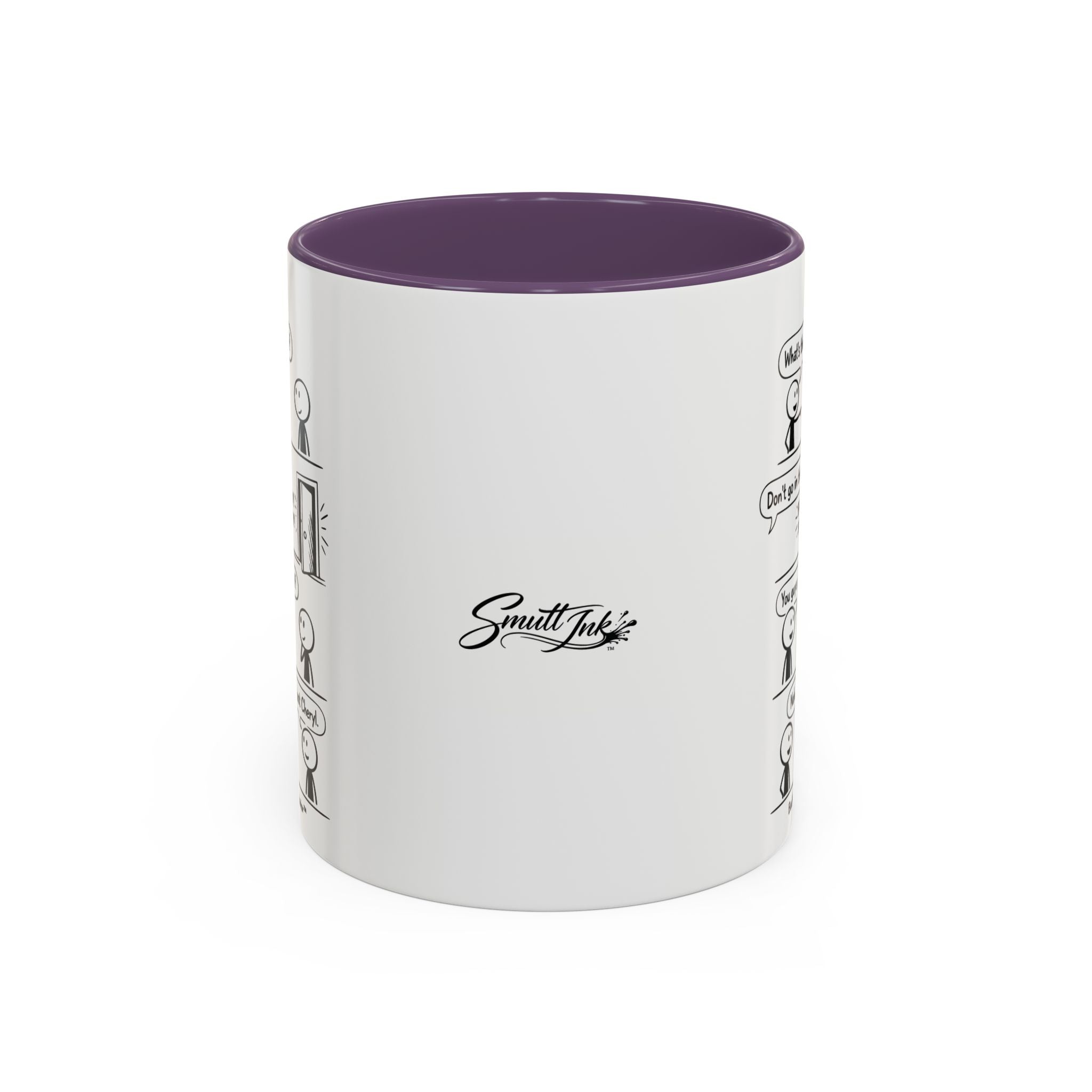 Coffee Mug — Funny Stick Figure Comic "Bad Kitty" Accent Ceramic Mug (11/15oz)