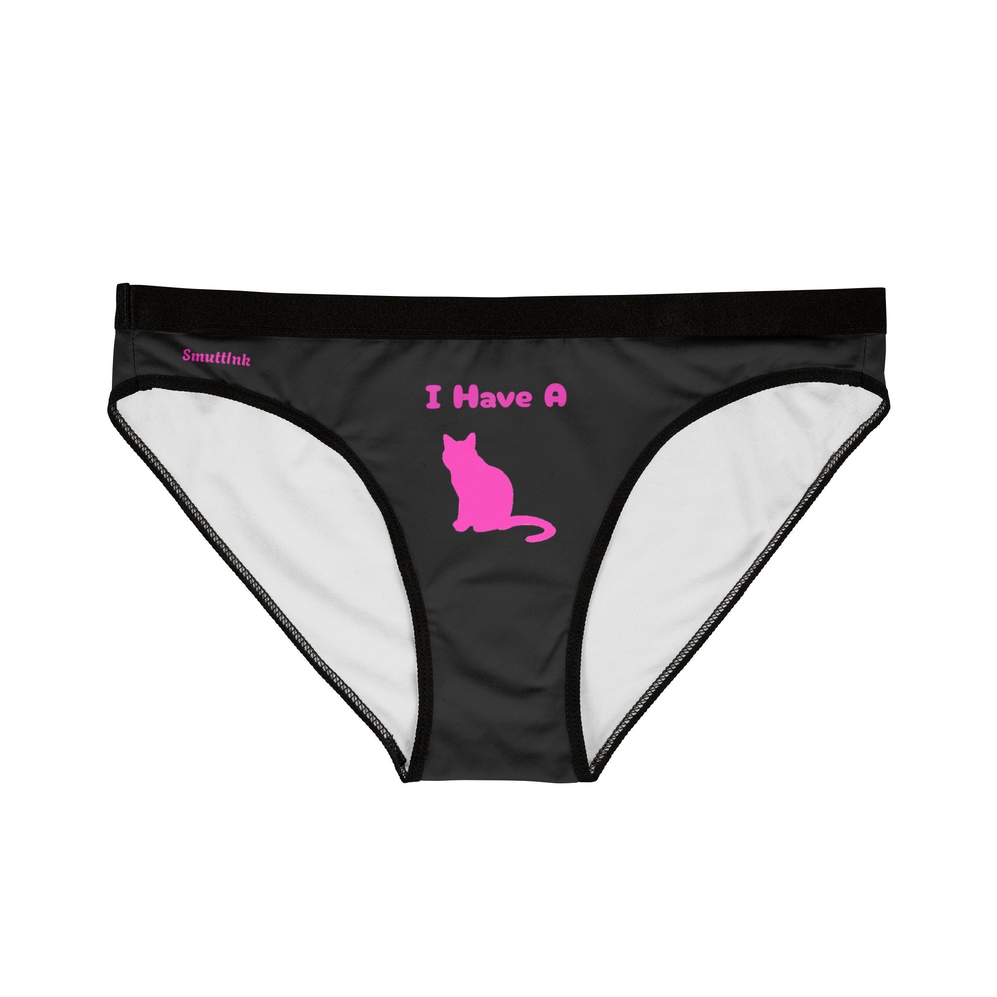 Cat Lover Bikini Briefs — "I Have A" Pink Cat Graphic Women's Underwear