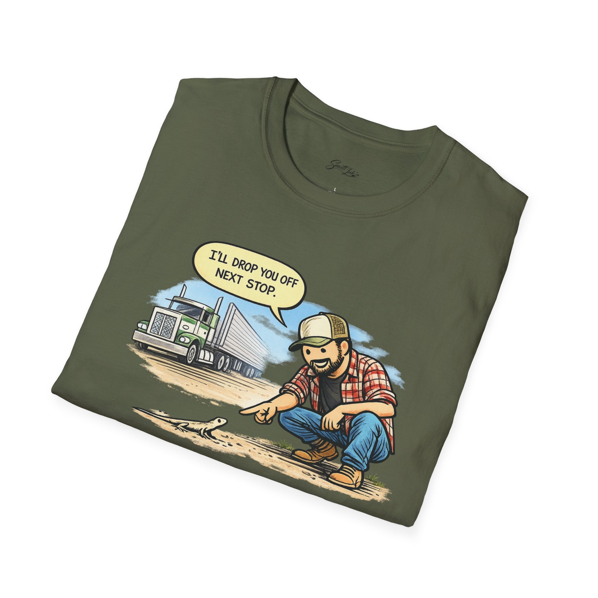 Trucker Rescue T‑Shirt – 'I’ll Drop You Off Next Stop' Vintage Semi Driver Tee