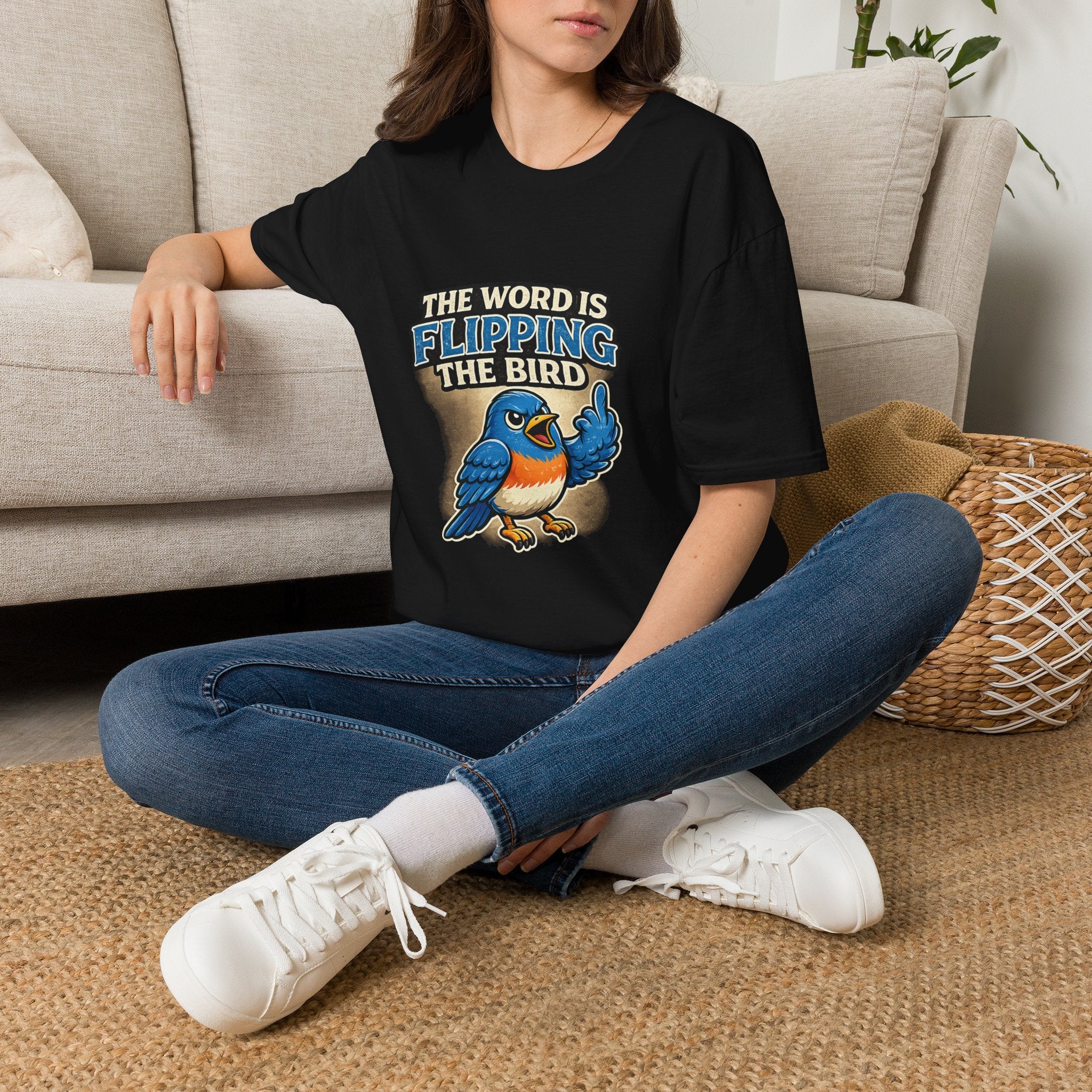 Flipping The Bird T-Shirt — Funny Retro Blue Bird Graphic Tee
