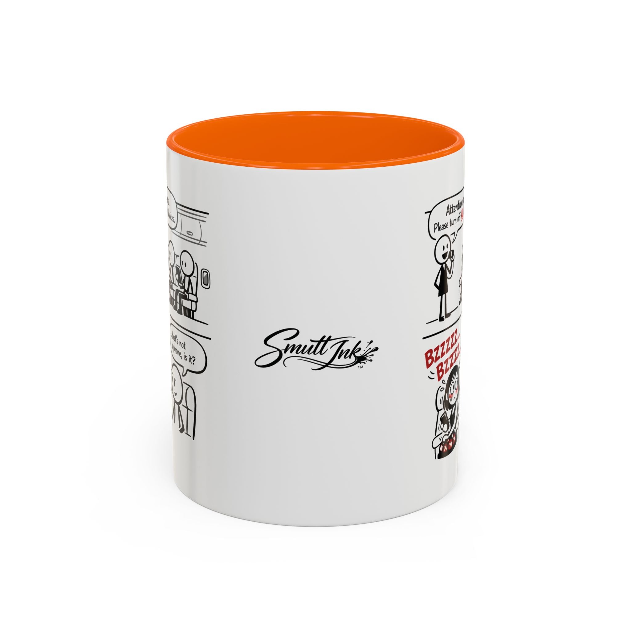 Coffee Mug — Funny Airplane Cellphone Comic Accent Mug (11/15 oz)