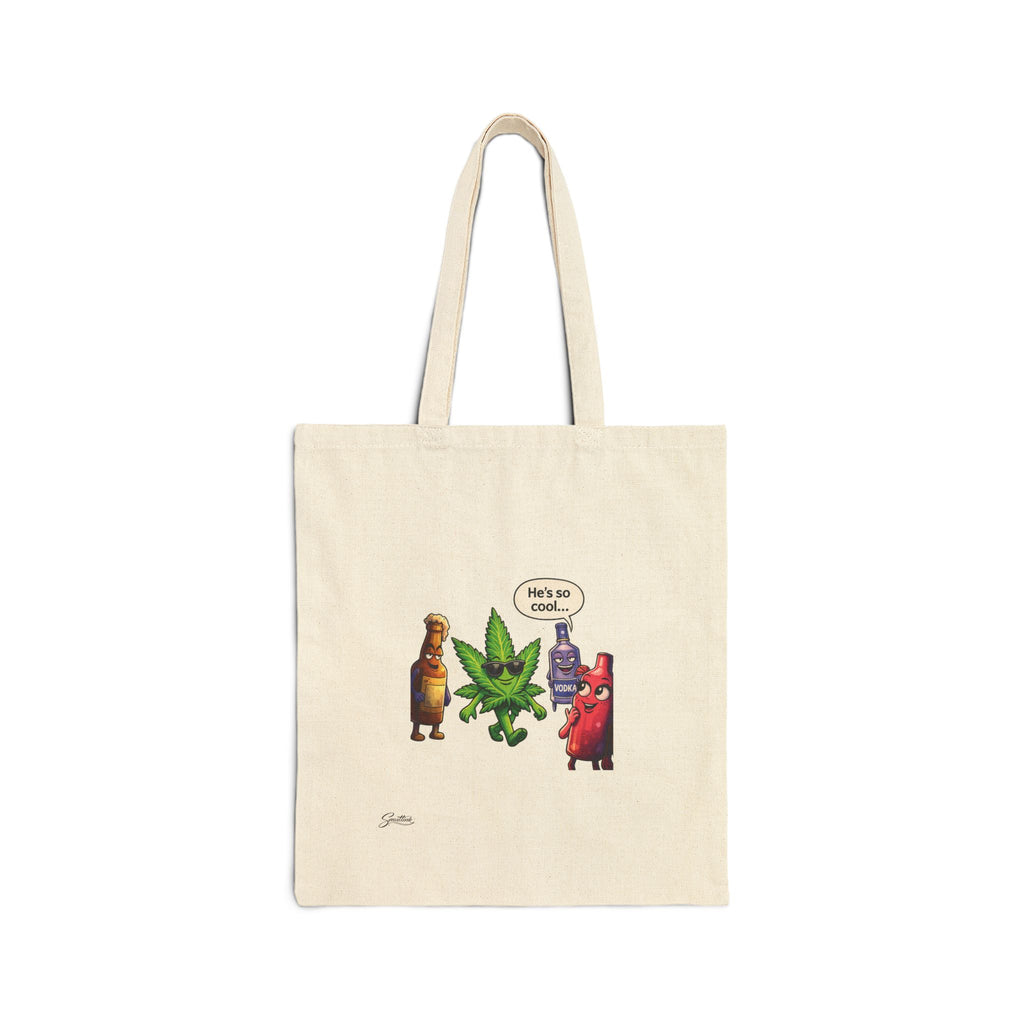 Cool Vibes Only Canvas Tote — Cannabis Leaf Graphic Cotton Tote Bag