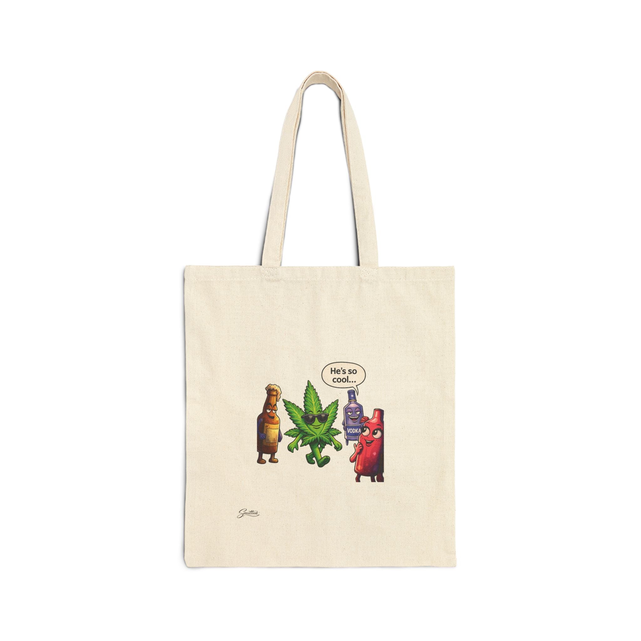 Cool Vibes Only Canvas Tote — Cannabis Leaf Graphic Cotton Tote Bag