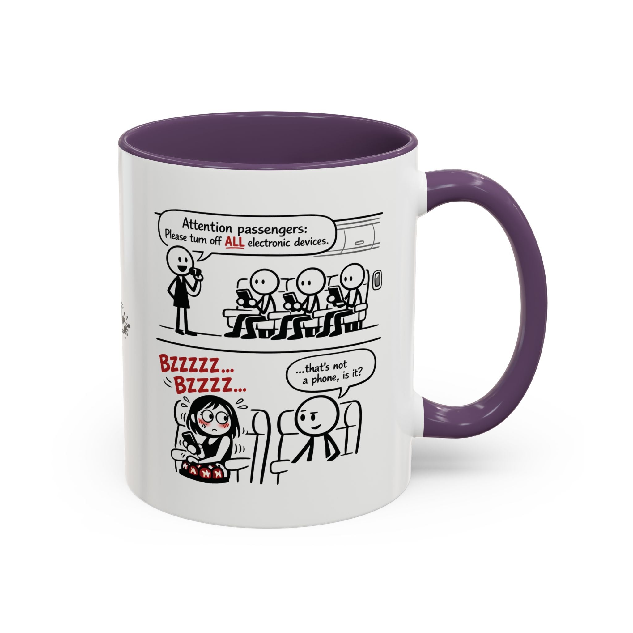 Coffee Mug — Funny Airplane Cellphone Comic Accent Mug (11/15 oz)
