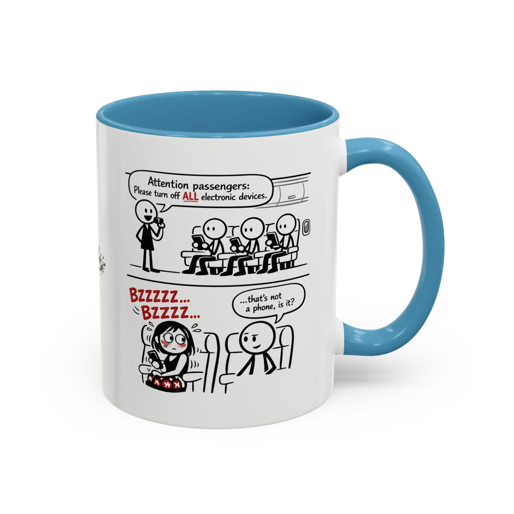 Coffee Mug — Funny Airplane Cellphone Comic Accent Mug (11/15 oz)