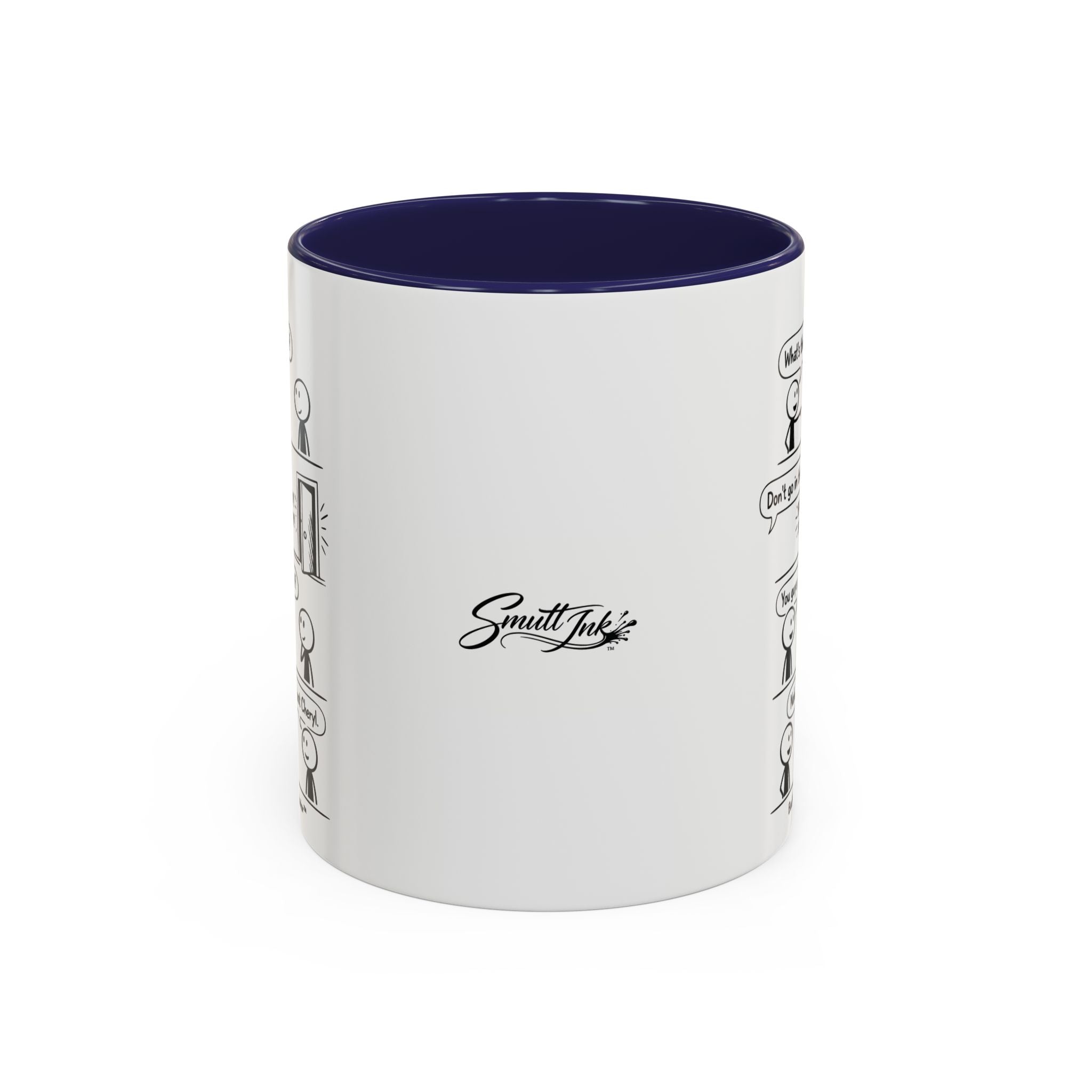 Coffee Mug — Funny Stick Figure Comic "Bad Kitty" Accent Ceramic Mug (11/15oz)