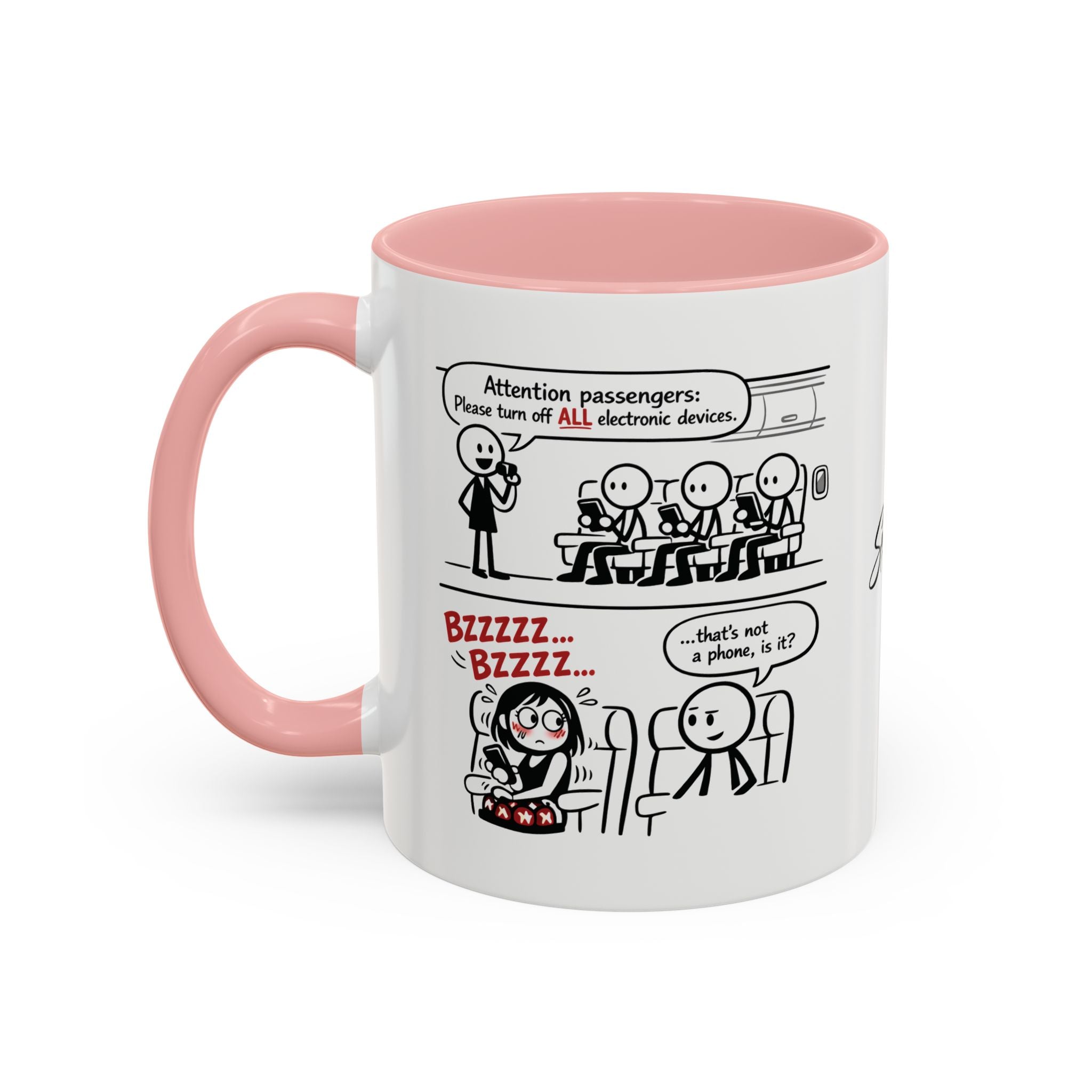 Coffee Mug — Funny Airplane Cellphone Comic Accent Mug (11/15 oz)