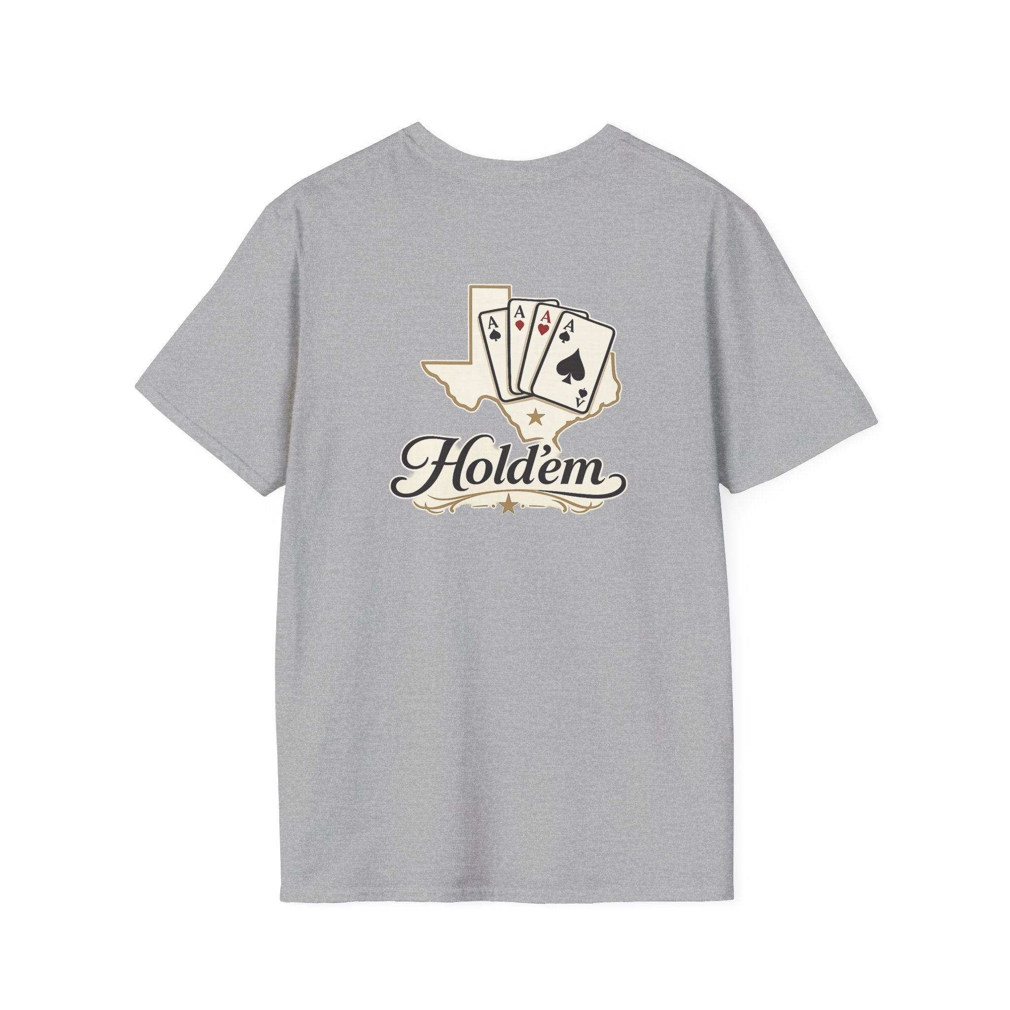 Texas Hold'em Poker T-Shirt — Retro State Map & Playing Cards Graphic