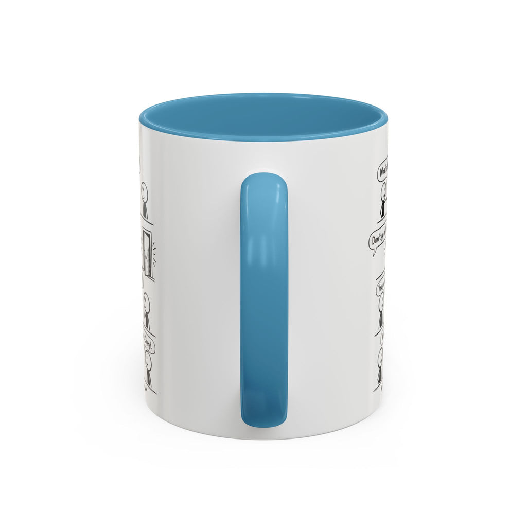 Coffee Mug — Funny Stick Figure Comic "Bad Kitty" Accent Ceramic Mug (11/15oz)