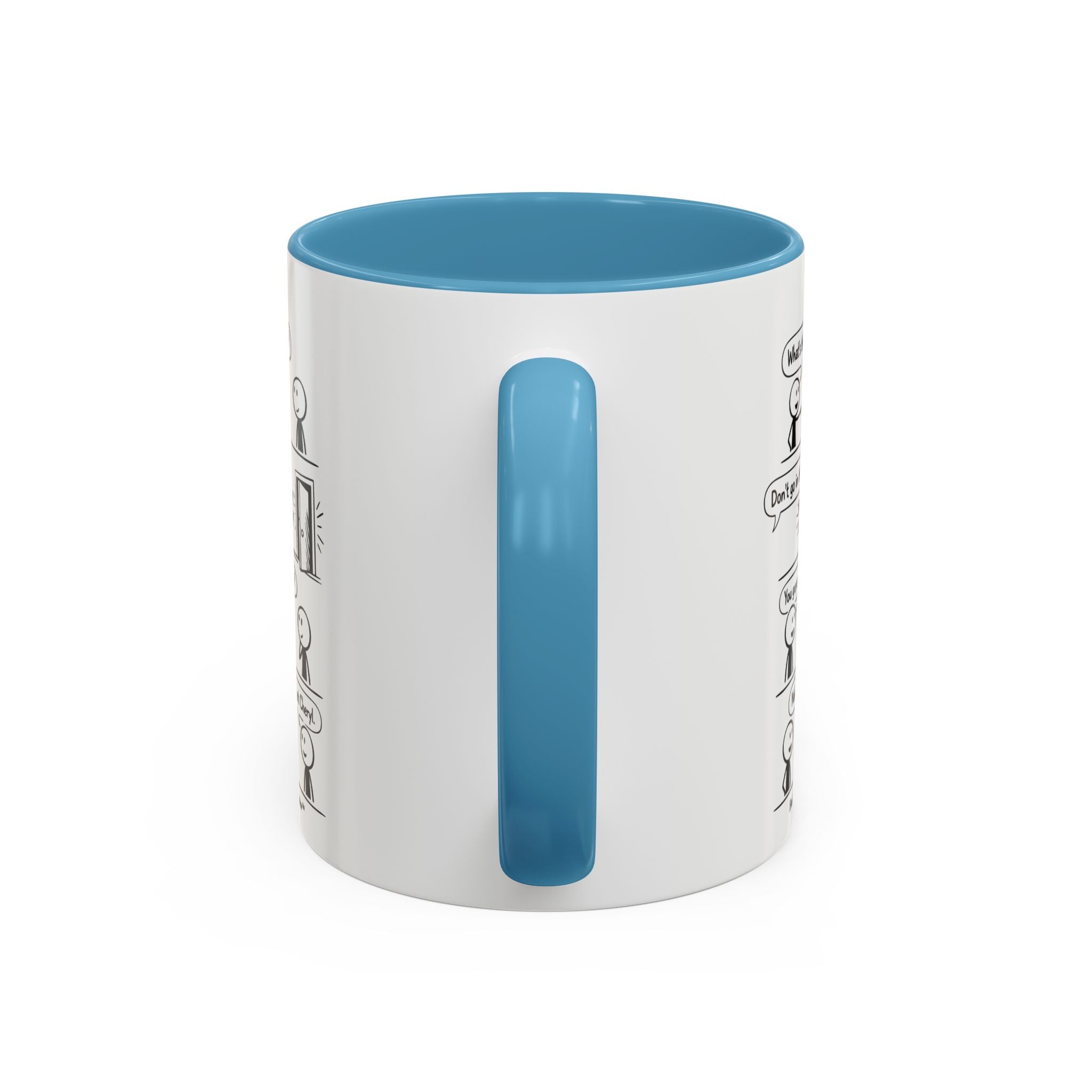Coffee Mug — Funny Stick Figure Comic "Bad Kitty" Accent Ceramic Mug (11/15oz)