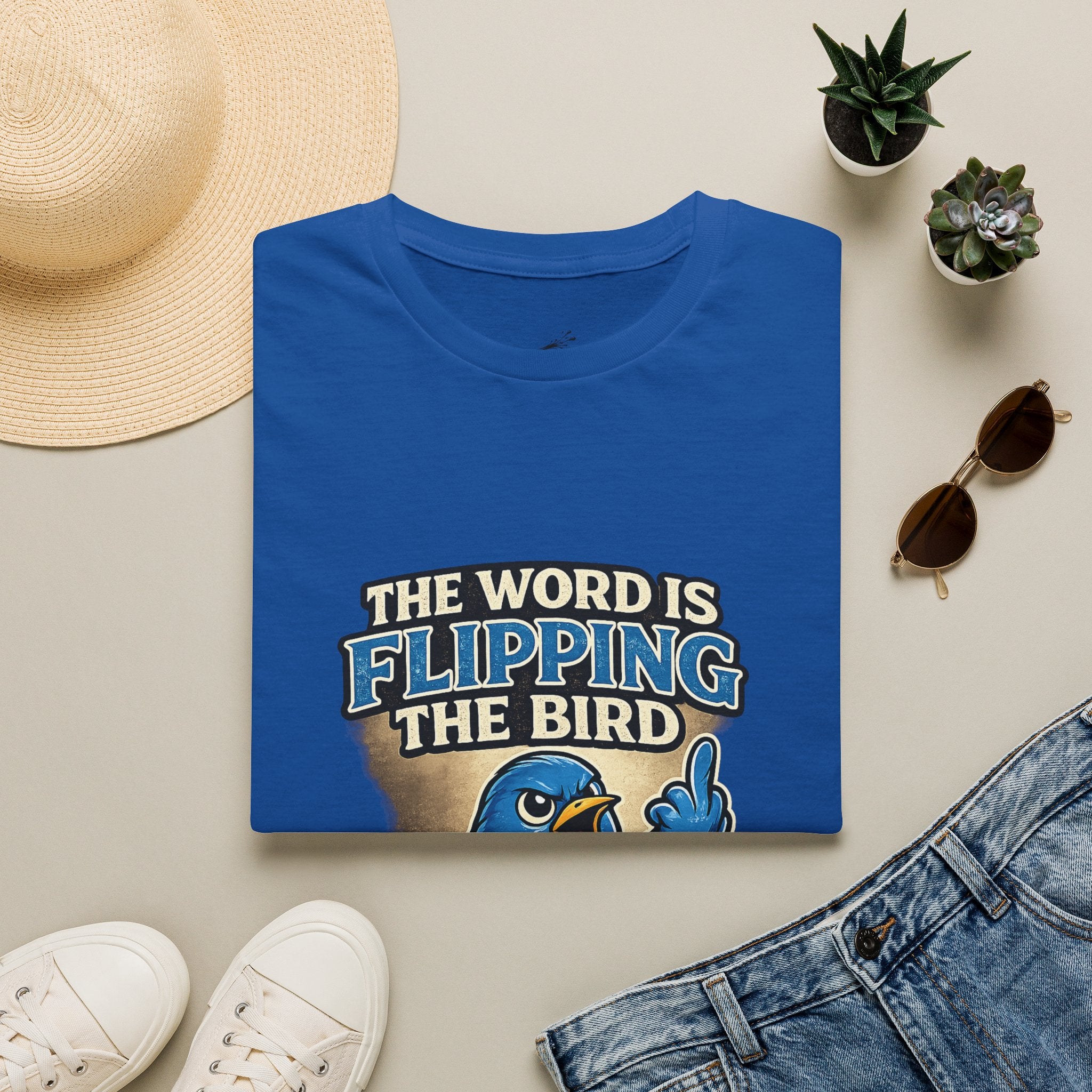 Flipping The Bird T-Shirt — Funny Retro Blue Bird Graphic Tee