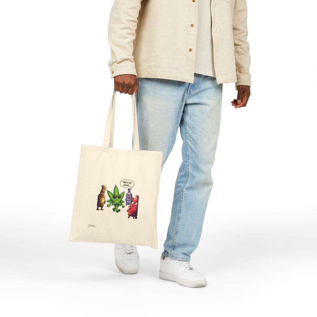 Cool Vibes Only Canvas Tote — Cannabis Leaf Graphic Cotton Tote Bag