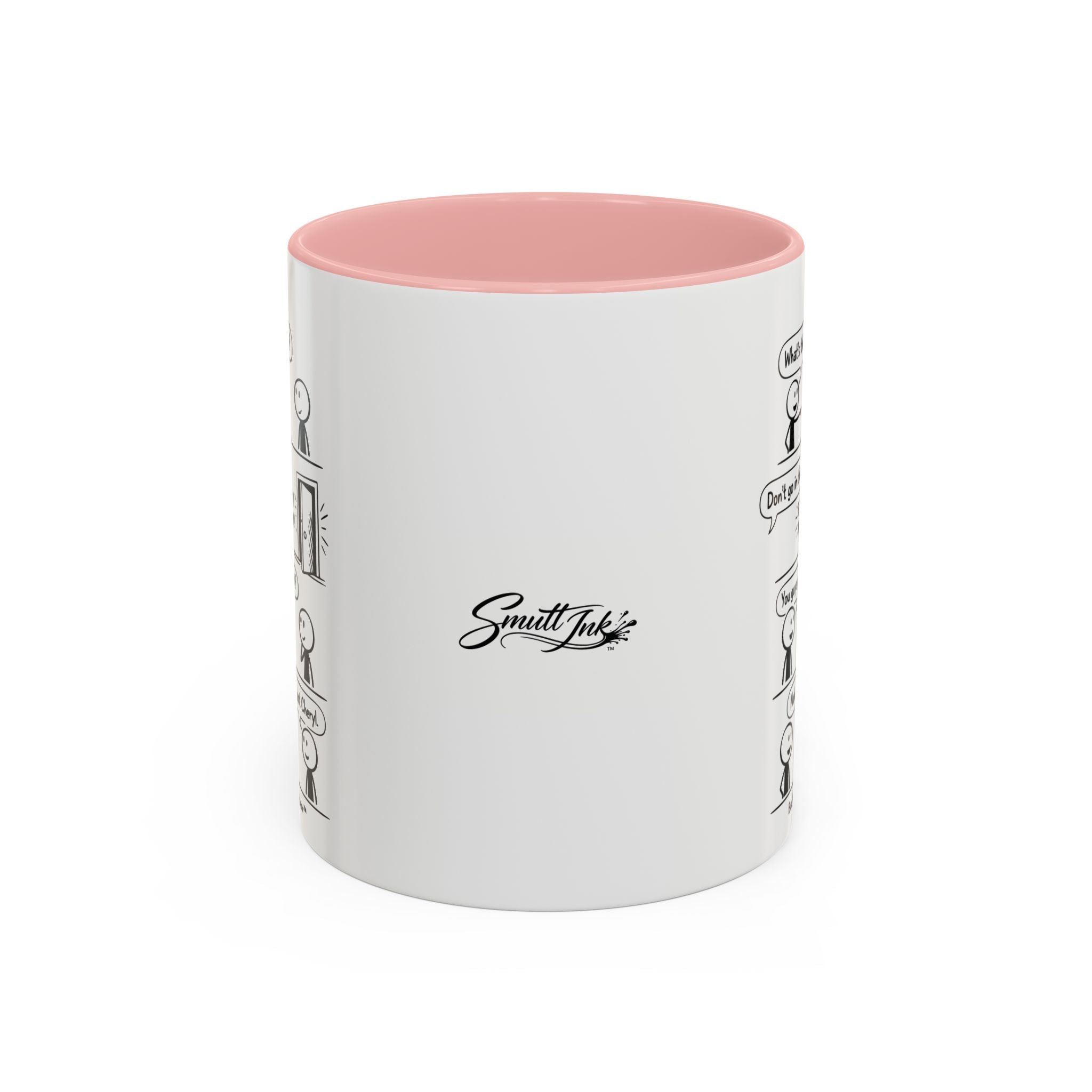 Coffee Mug — Funny Stick Figure Comic "Bad Kitty" Accent Ceramic Mug (11/15oz)