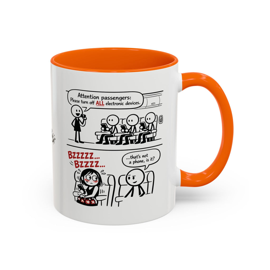 Coffee Mug — Funny Airplane Cellphone Comic Accent Mug (11/15 oz)