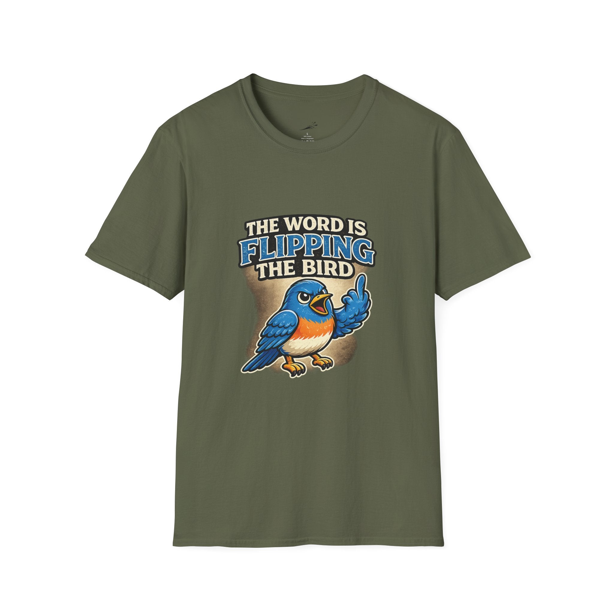 Flipping The Bird T-Shirt — Funny Retro Blue Bird Graphic Tee