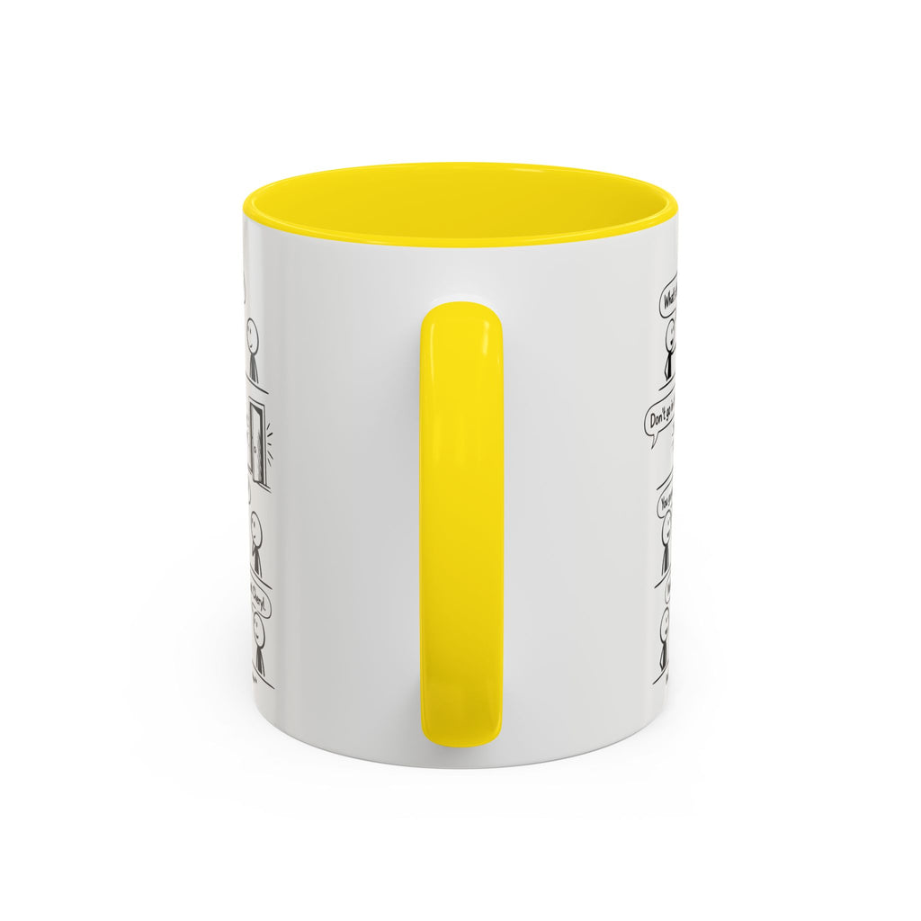 Coffee Mug — Funny Stick Figure Comic "Bad Kitty" Accent Ceramic Mug (11/15oz)