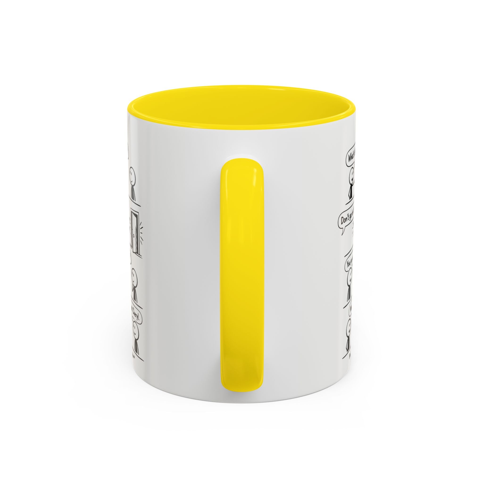 Coffee Mug — Funny Stick Figure Comic "Bad Kitty" Accent Ceramic Mug (11/15oz)