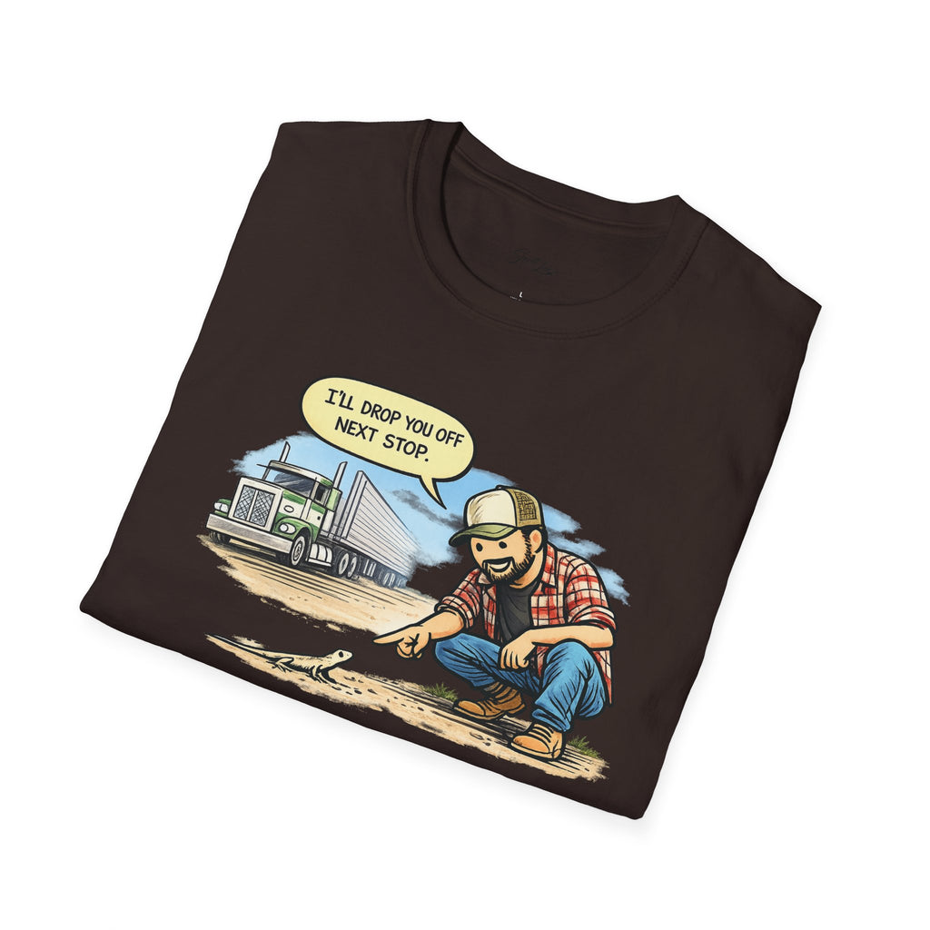Trucker Rescue T‑Shirt – 'I’ll Drop You Off Next Stop' Vintage Semi Driver Tee
