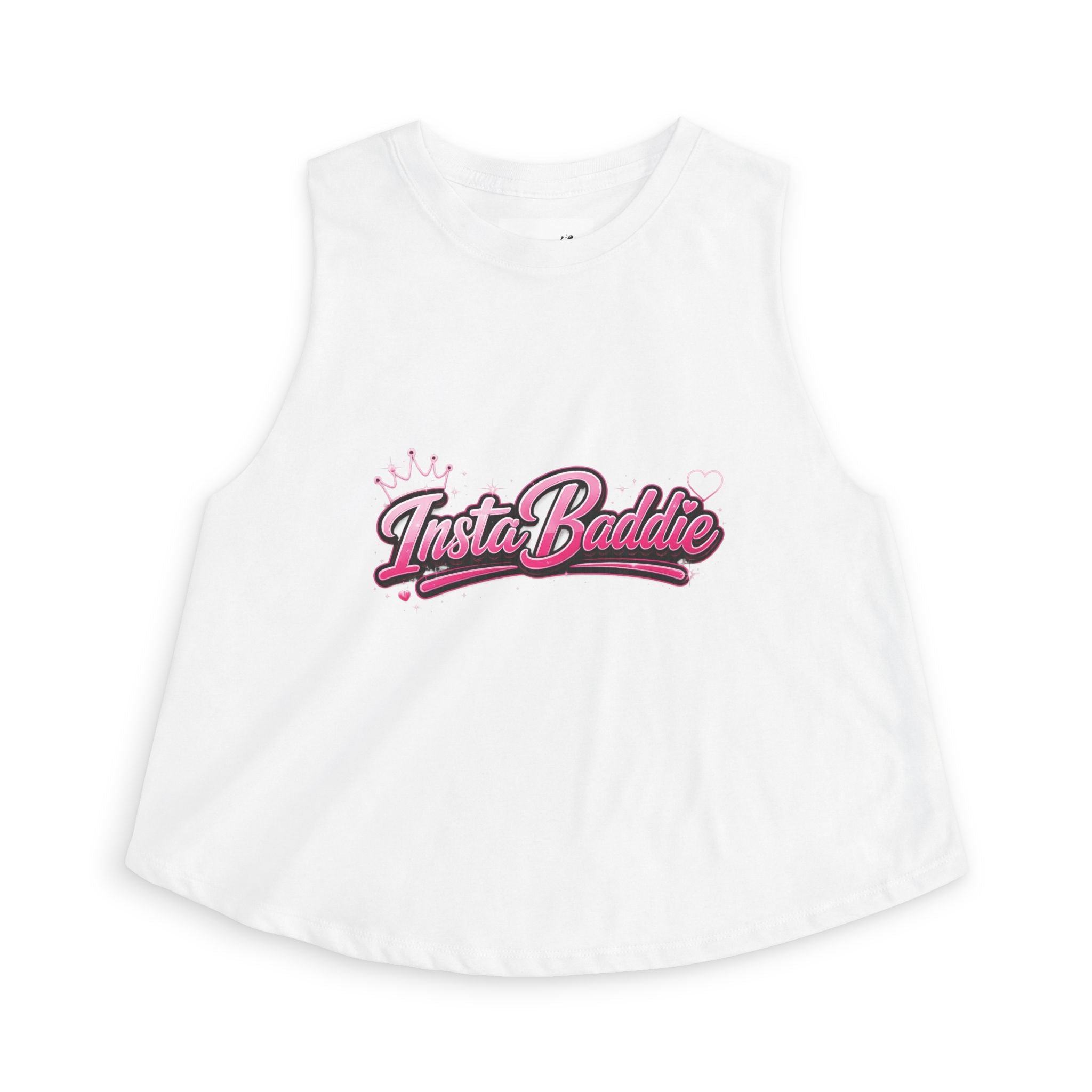 Insta Baddie Women's Crop Top — Pink Retro Script Graphic Tank