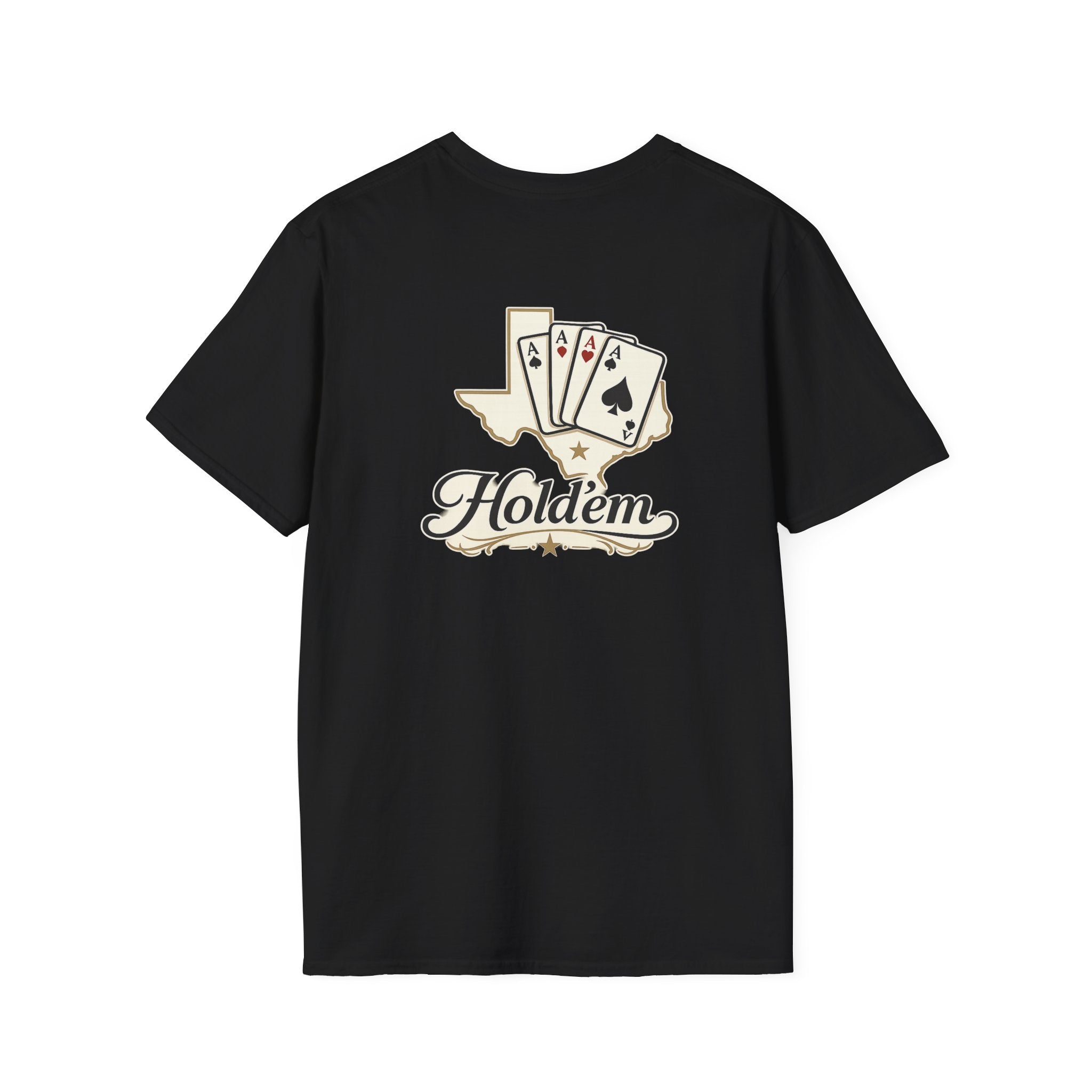 Texas Hold'em Poker T-Shirt — Retro State Map & Playing Cards Graphic