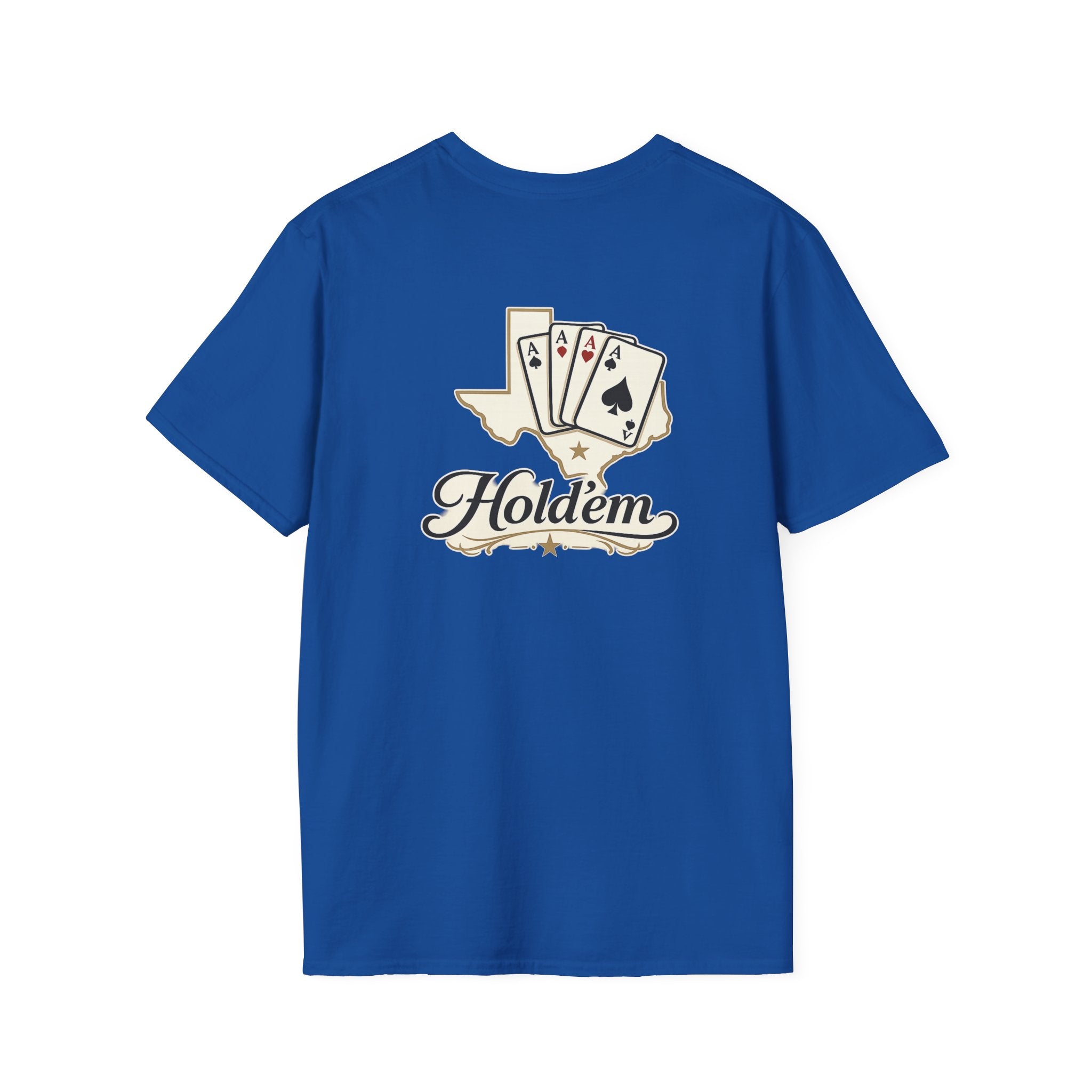 Texas Hold'em Poker T-Shirt — Retro State Map & Playing Cards Graphic