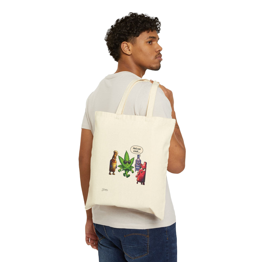 Cool Vibes Only Canvas Tote — Cannabis Leaf Graphic Cotton Tote Bag