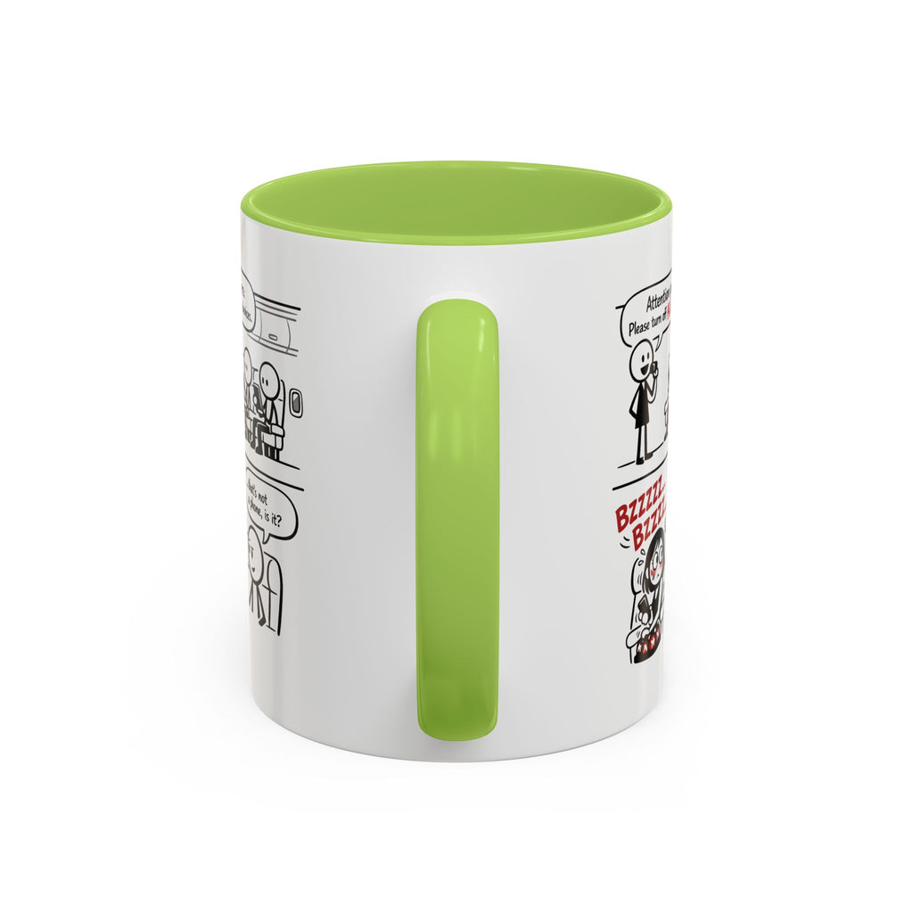 Coffee Mug — Funny Airplane Cellphone Comic Accent Mug (11/15 oz)