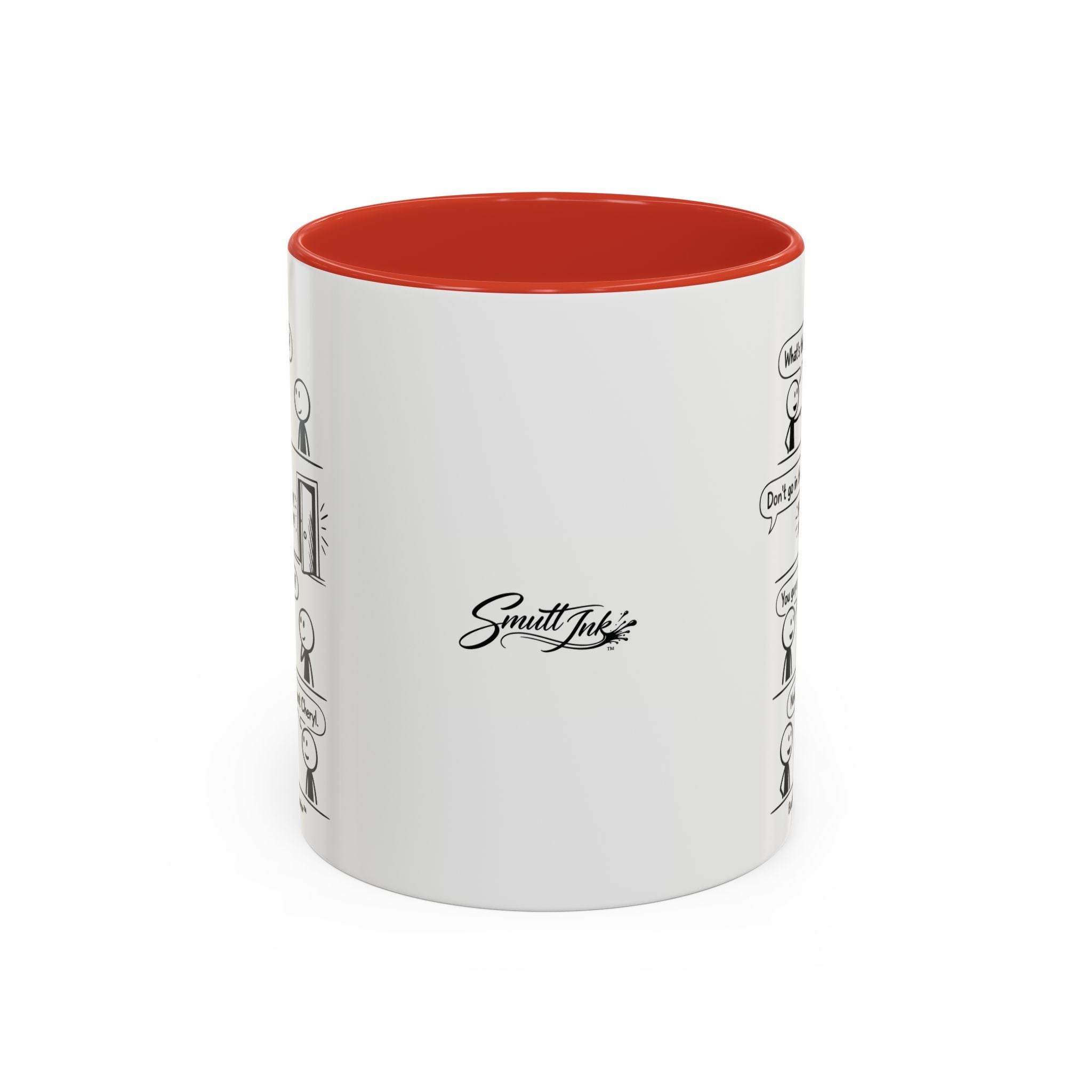 Coffee Mug — Funny Stick Figure Comic "Bad Kitty" Accent Ceramic Mug (11/15oz)