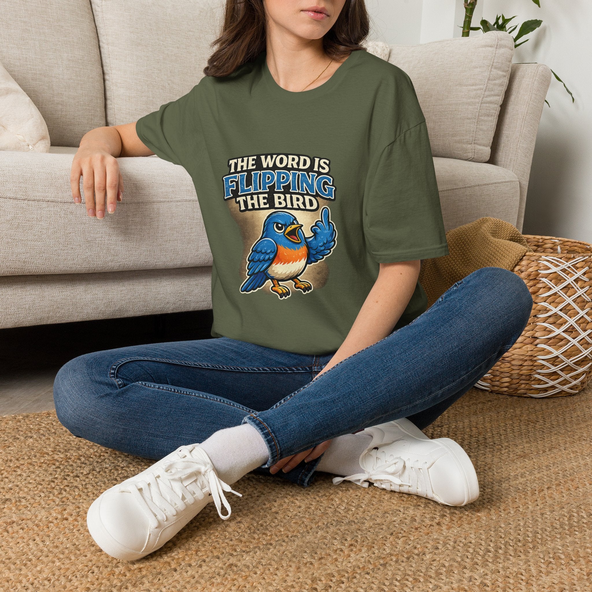 Flipping The Bird T-Shirt — Funny Retro Blue Bird Graphic Tee
