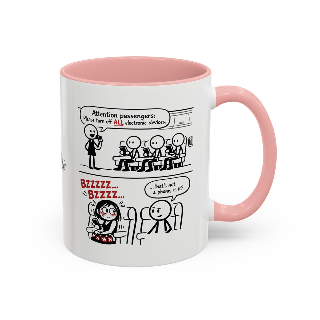 Coffee Mug — Funny Airplane Cellphone Comic Accent Mug (11/15 oz)