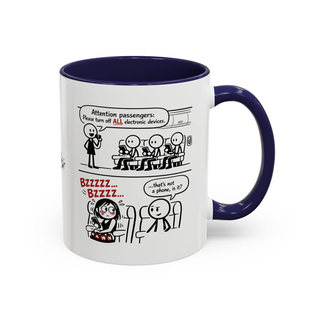 Coffee Mug — Funny Airplane Cellphone Comic Accent Mug (11/15 oz)