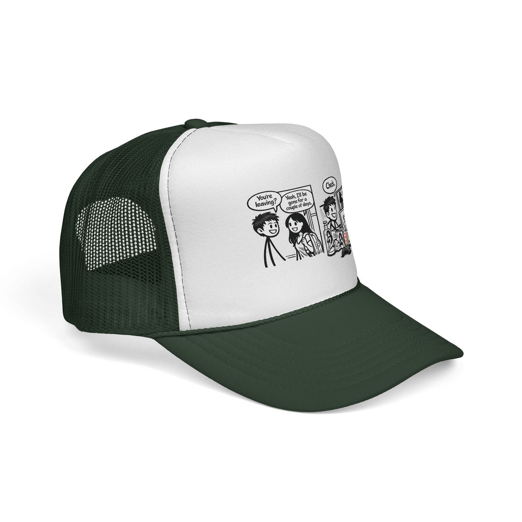 Comic Panel Trucker Hat — "Check" Retro Cartoon Design
