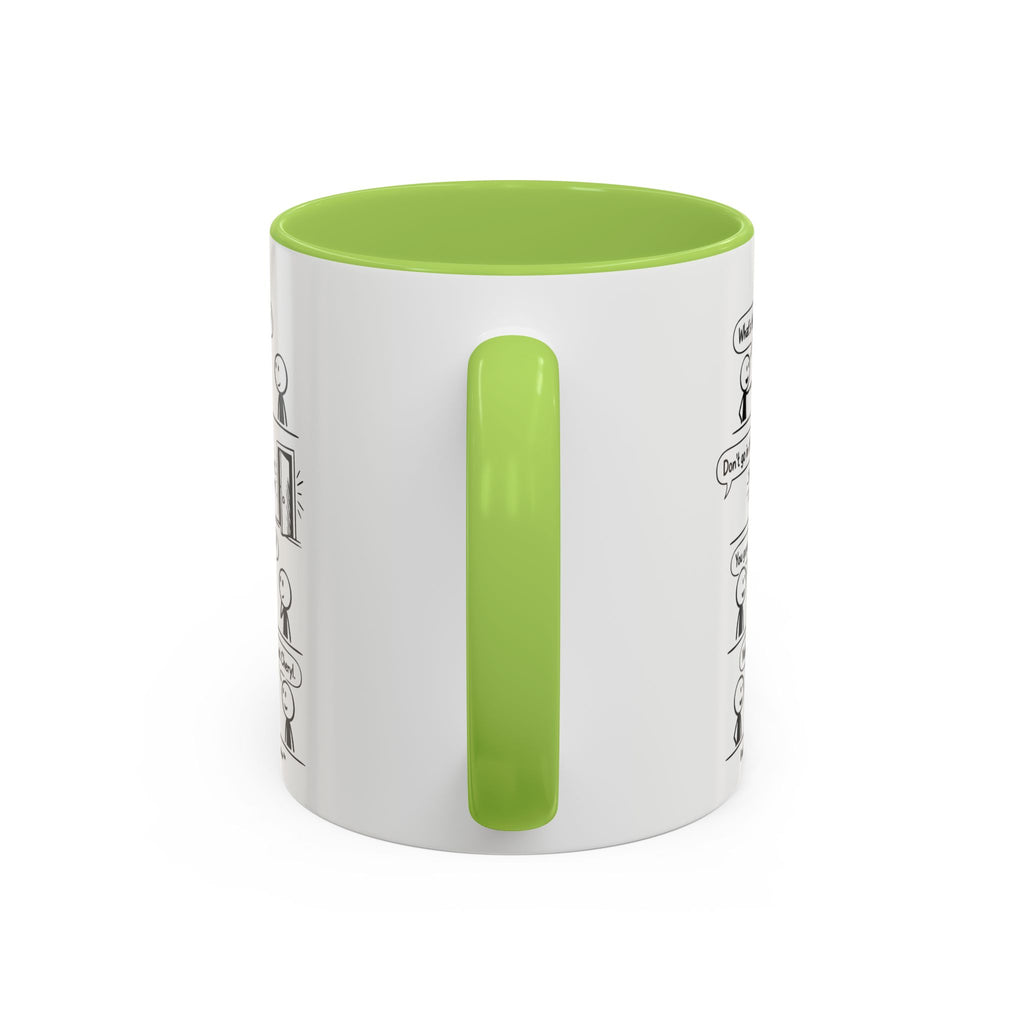 Coffee Mug — Funny Stick Figure Comic "Bad Kitty" Accent Ceramic Mug (11/15oz)