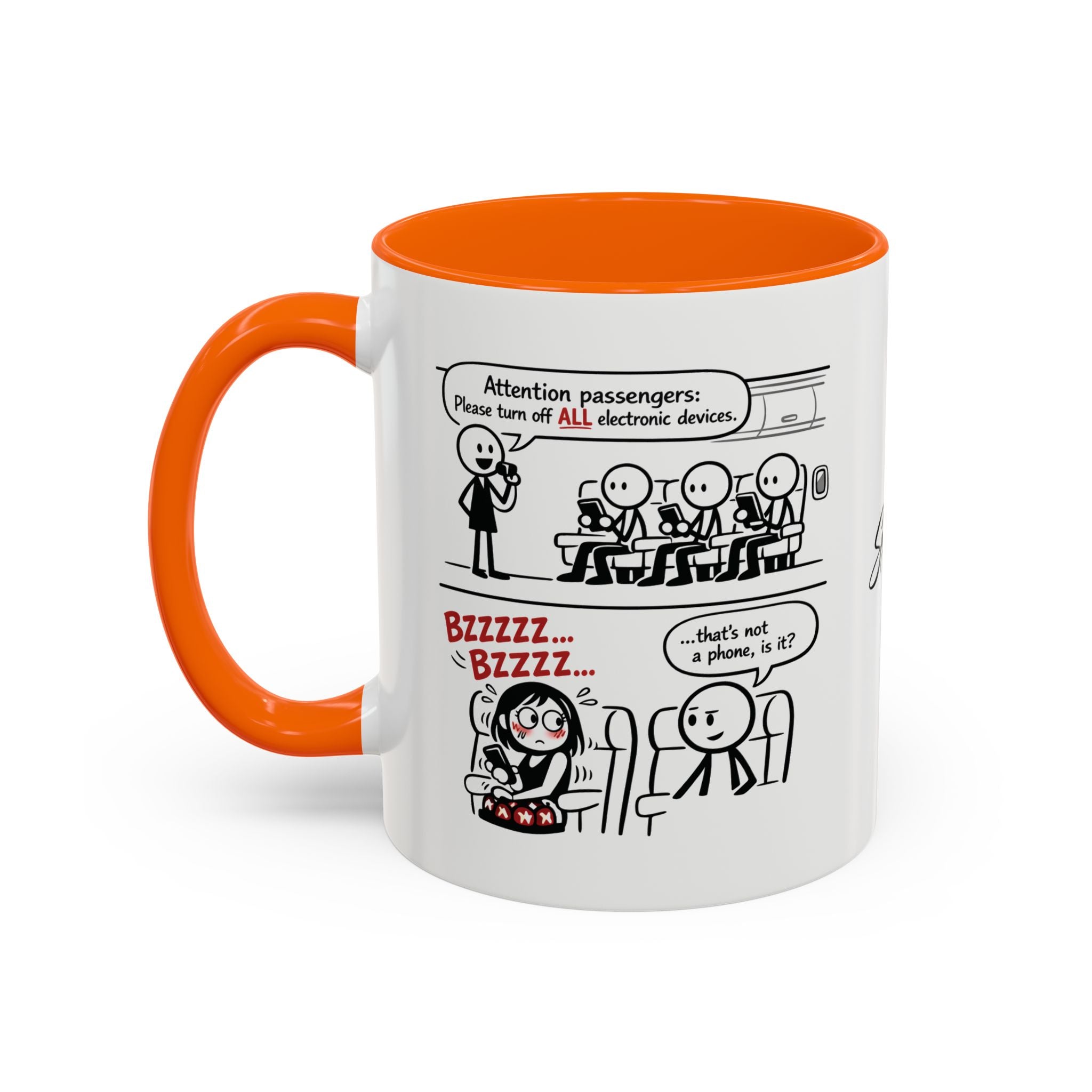 Coffee Mug — Funny Airplane Cellphone Comic Accent Mug (11/15 oz)