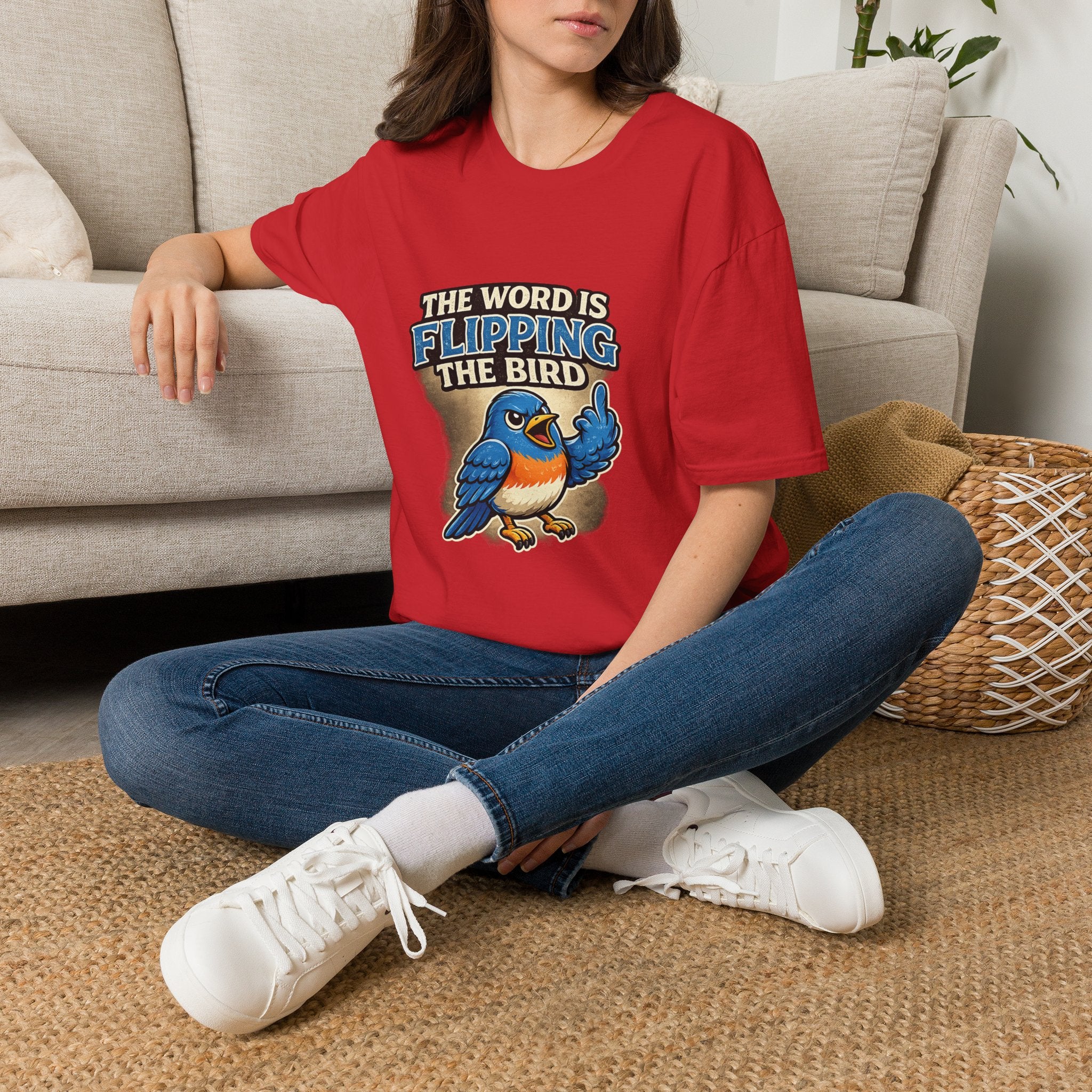 Flipping The Bird T-Shirt — Funny Retro Blue Bird Graphic Tee