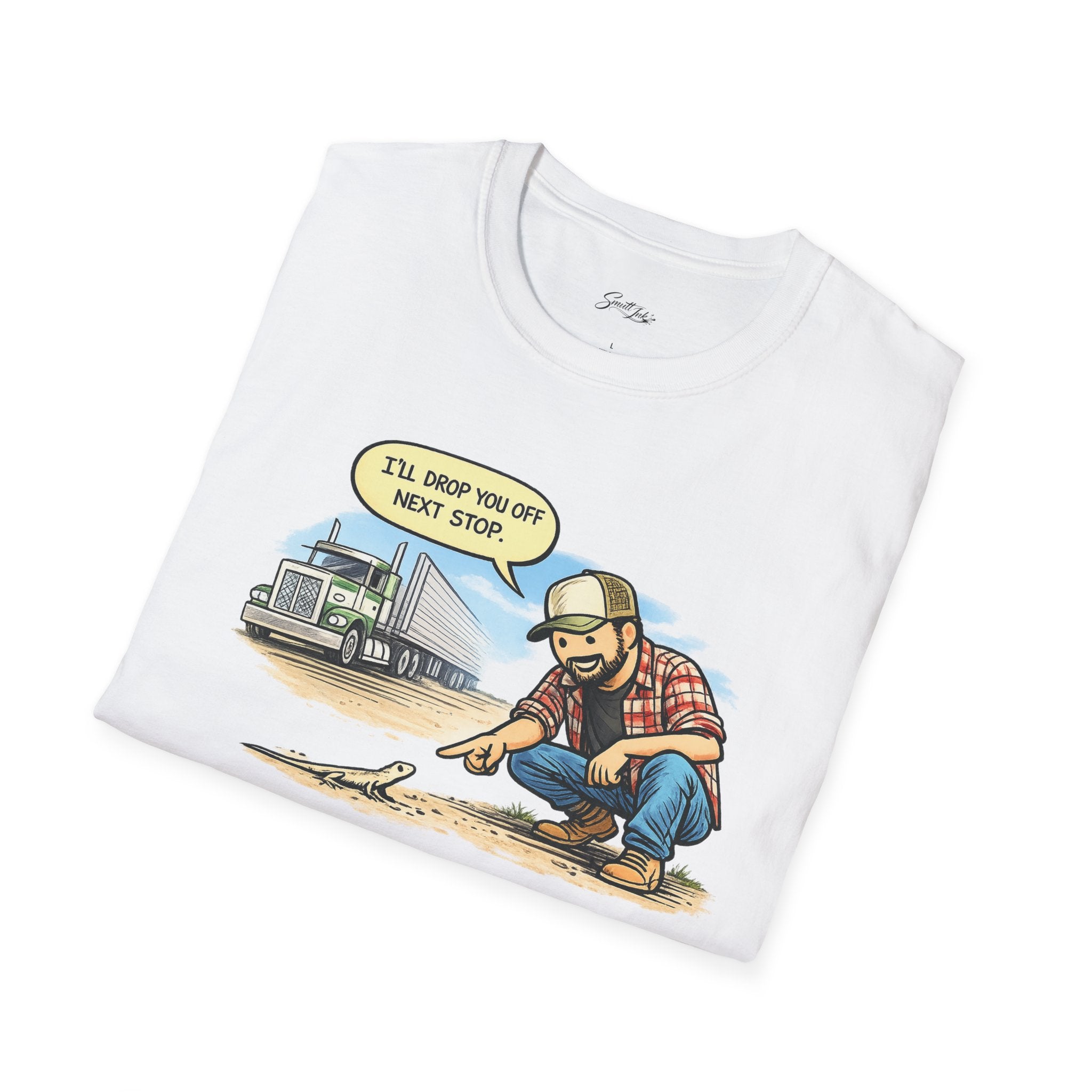 Trucker Rescue T‑Shirt – 'I’ll Drop You Off Next Stop' Vintage Semi Driver Tee