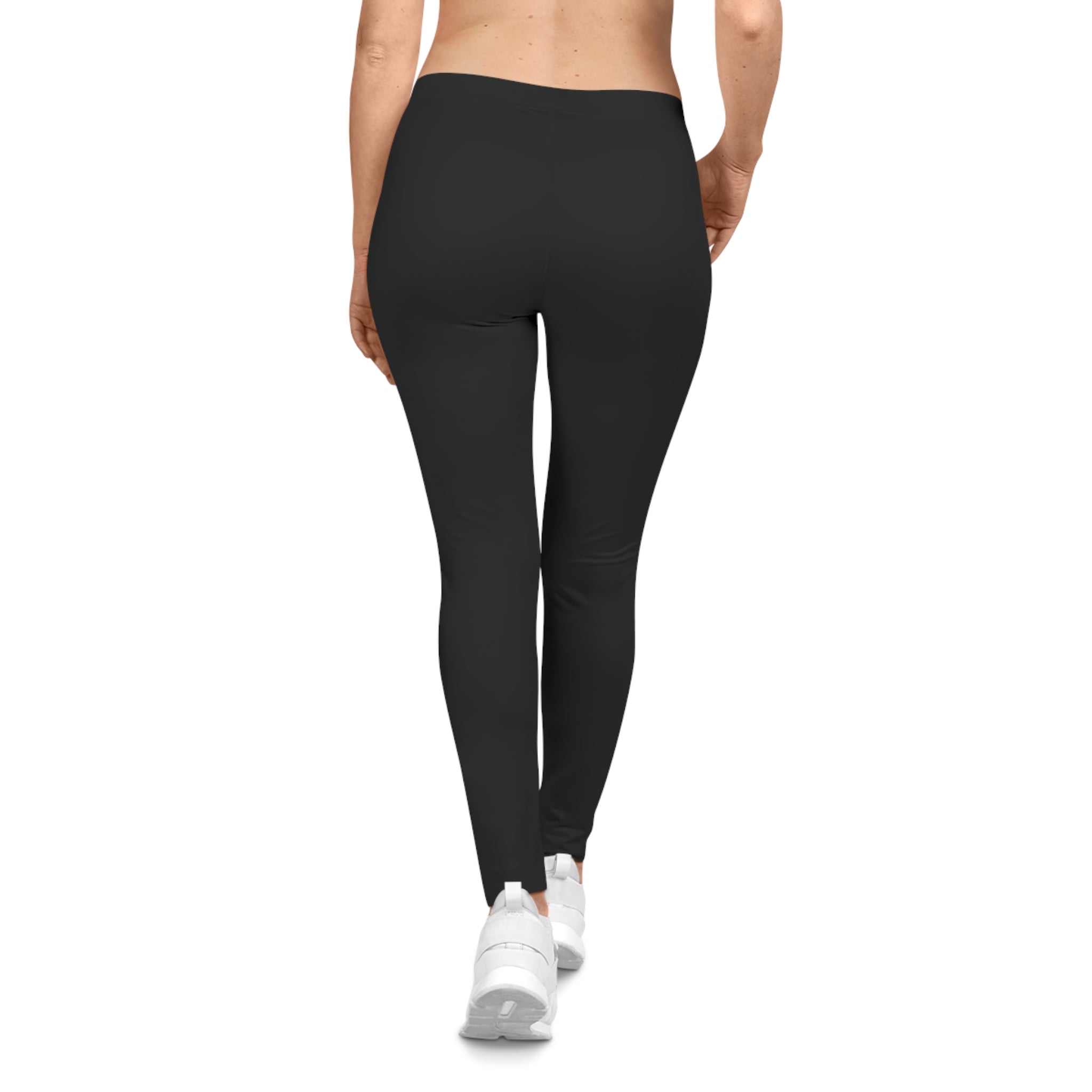 Black Women's Casual Leggings — Minimal Script Accent
