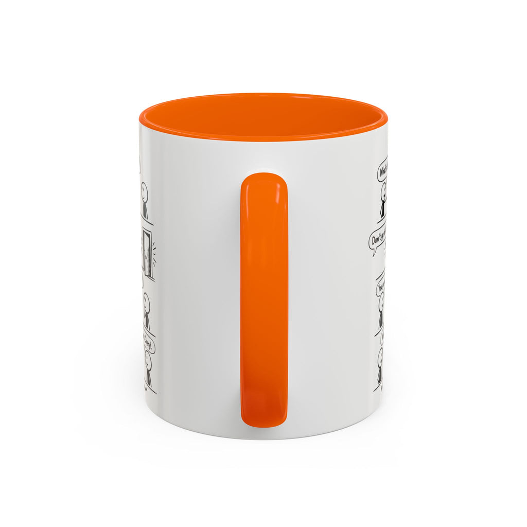 Coffee Mug — Funny Stick Figure Comic "Bad Kitty" Accent Ceramic Mug (11/15oz)