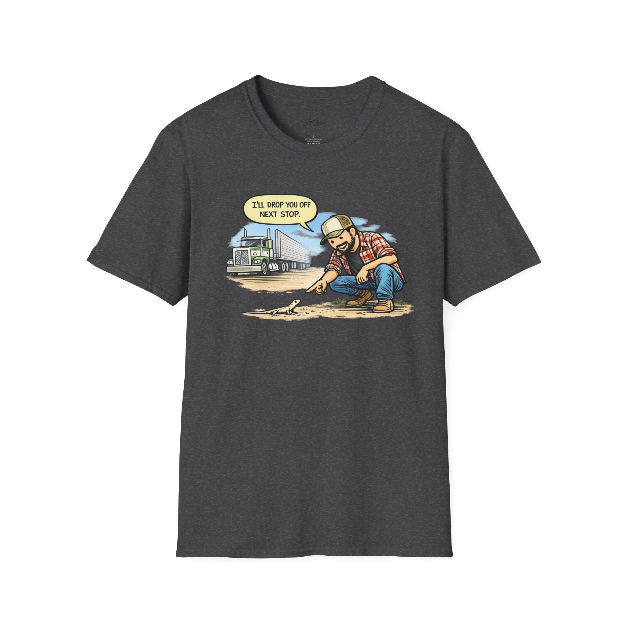 Trucker Rescue T‑Shirt – 'I’ll Drop You Off Next Stop' Vintage Semi Driver Tee