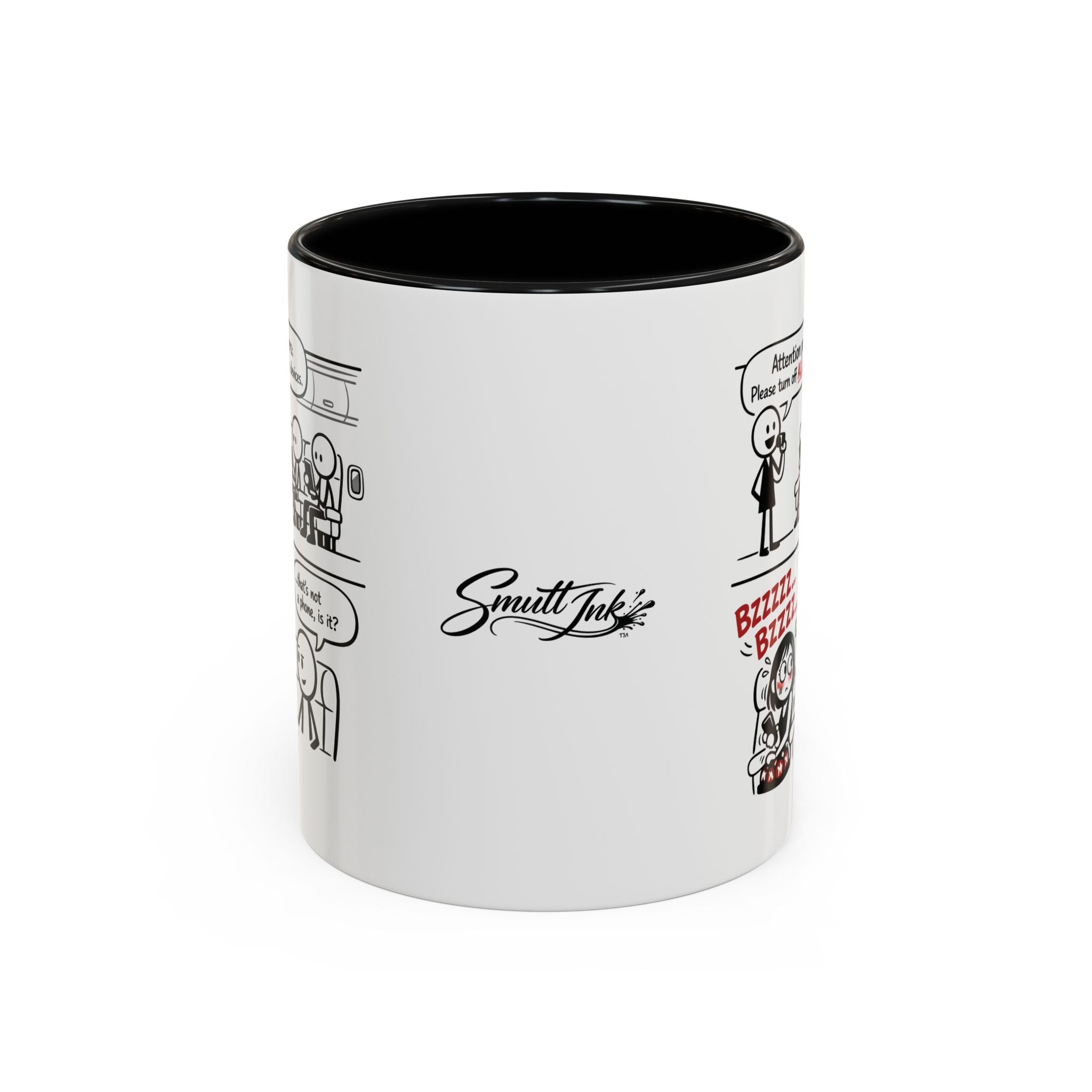 Coffee Mug — Funny Airplane Cellphone Comic Accent Mug (11/15 oz)