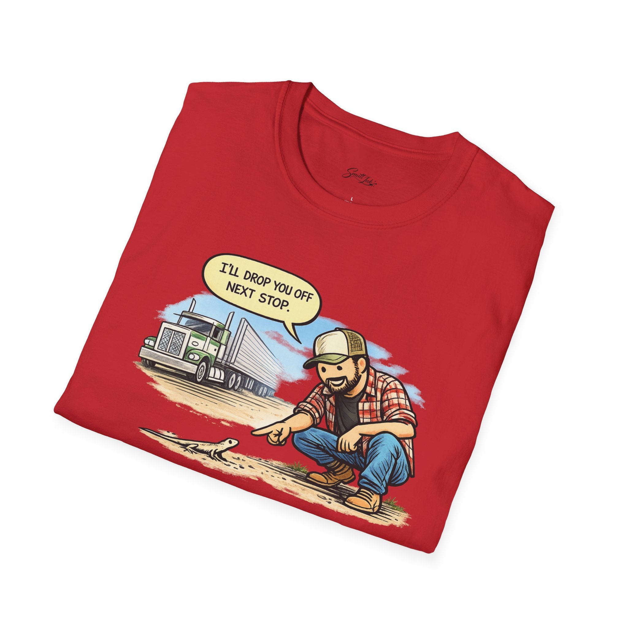 Trucker Rescue T‑Shirt – 'I’ll Drop You Off Next Stop' Vintage Semi Driver Tee
